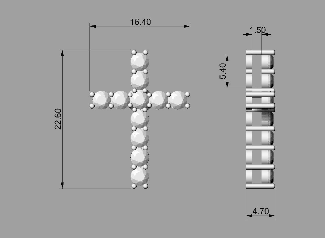 Gemstone or Diamond Crosses - 3 Sizes 3D Model Collection_5