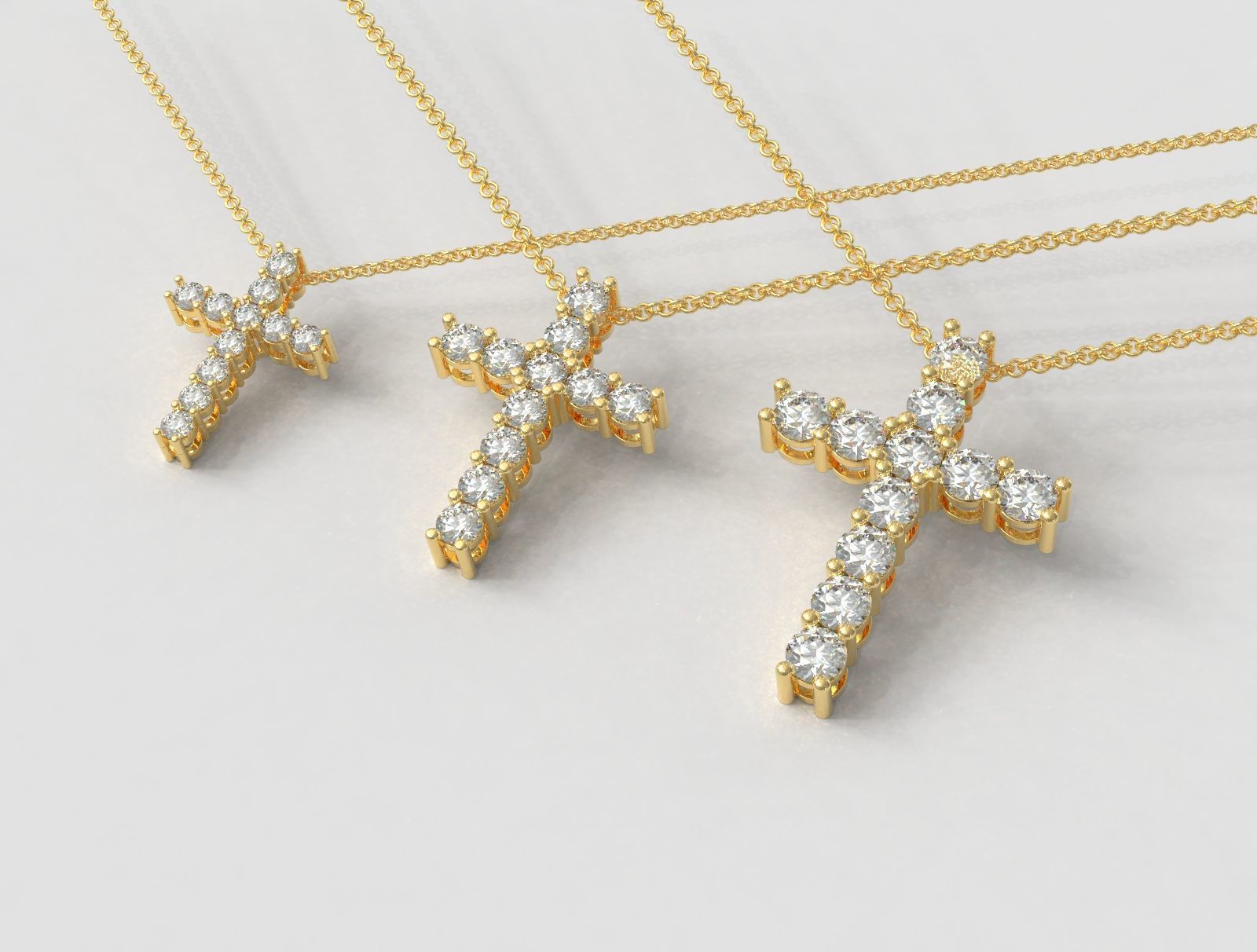 Gemstone or Diamond Crosses - 3 Sizes 3D Model Collection_1