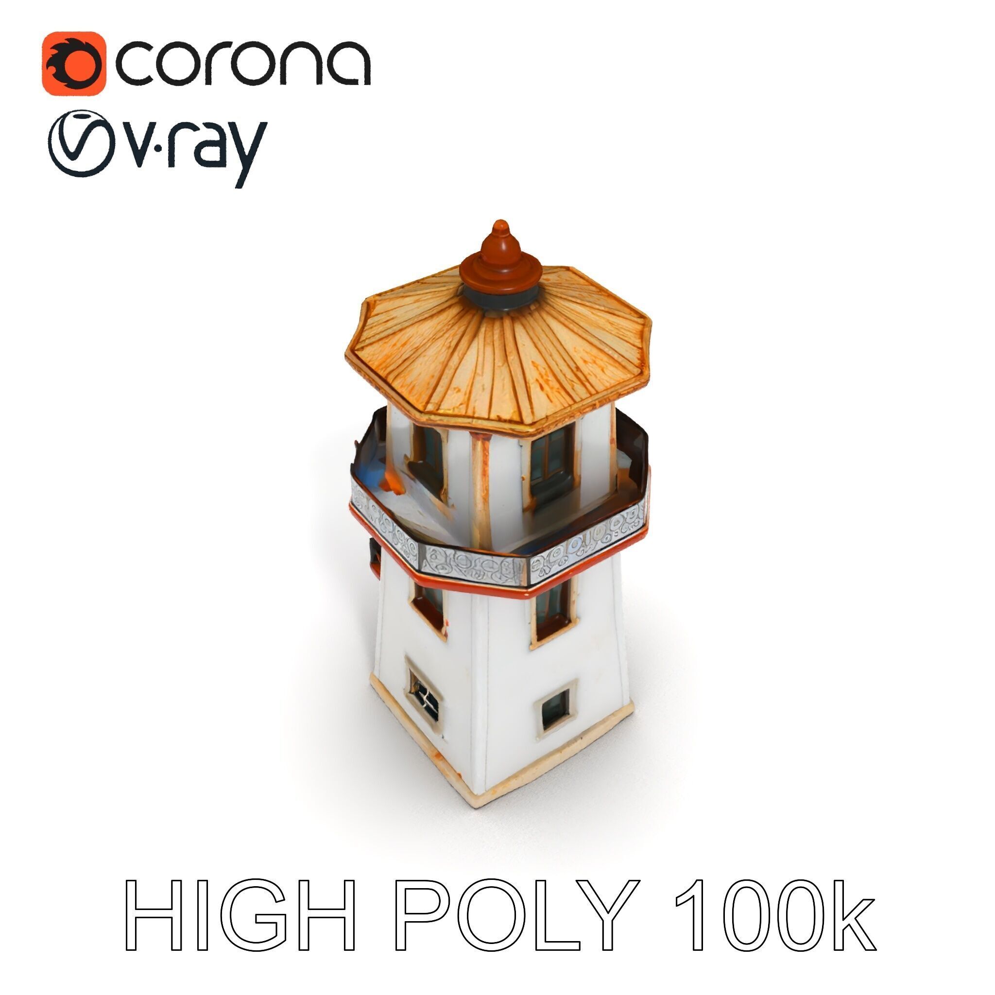 Lighthouse Structure Model Pack for Architectural Visualization Low-poly 3D model_14