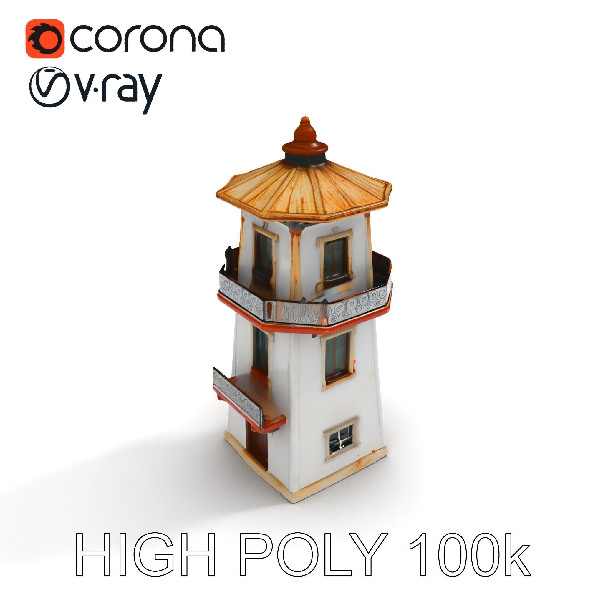 Lighthouse Structure Model Pack for Architectural Visualization Low-poly 3D model_11