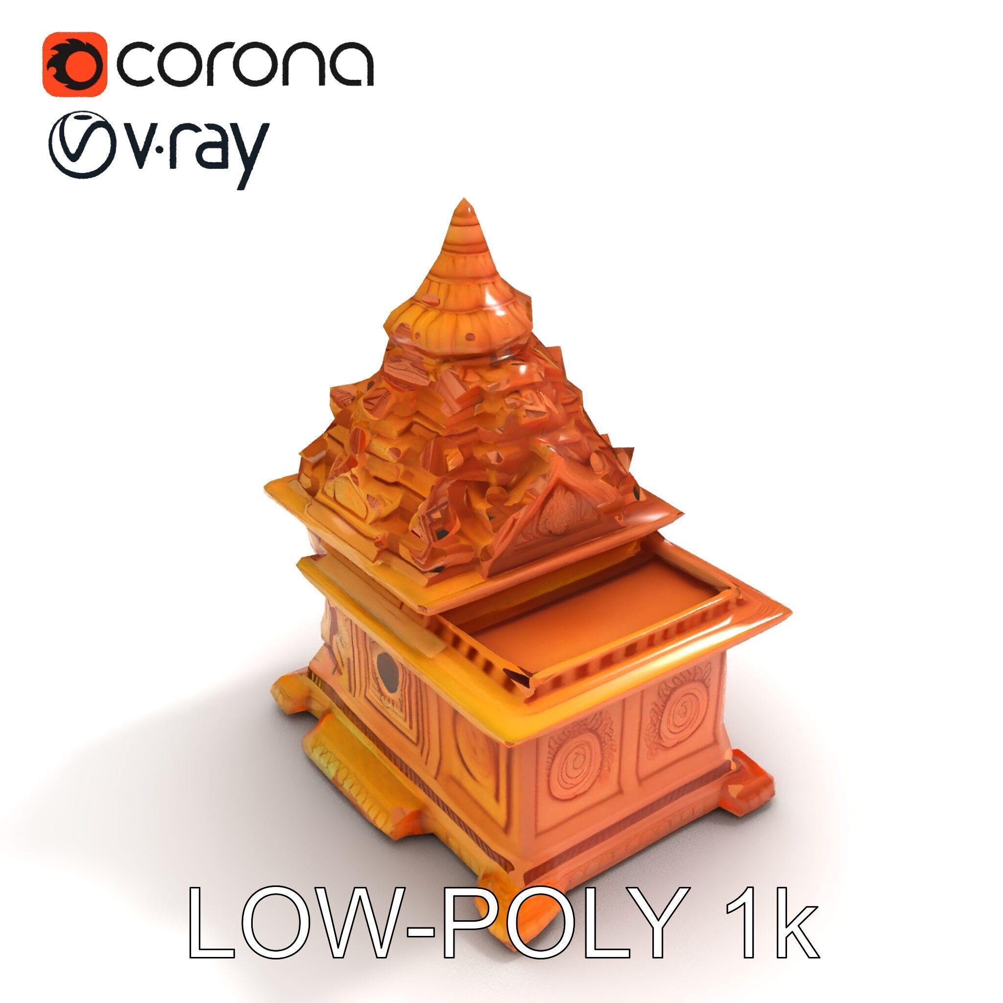 Intricate Temple Architectural Model Pack Low-poly 3D model_32