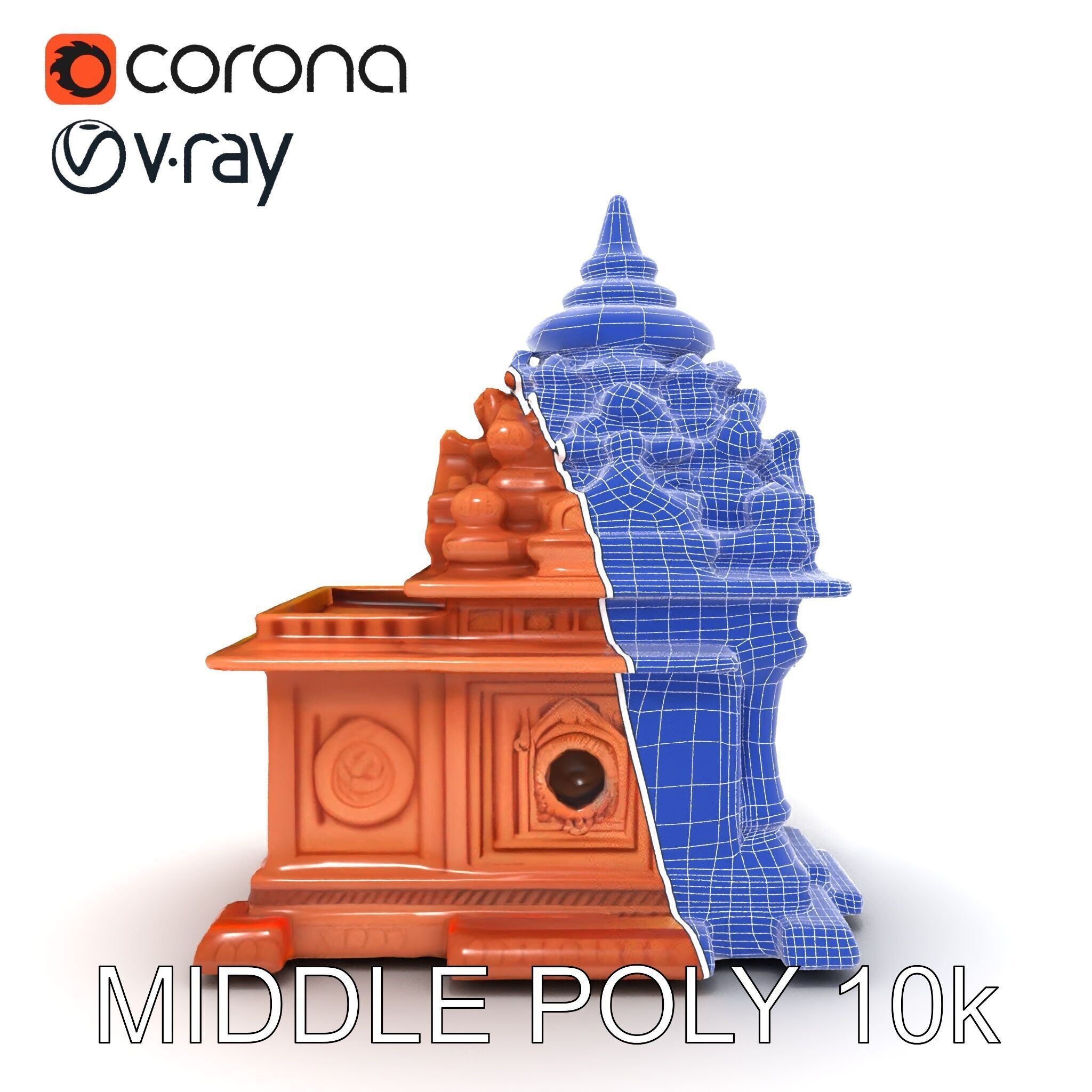 Intricate Temple Architectural Model Pack Low-poly 3D model_11