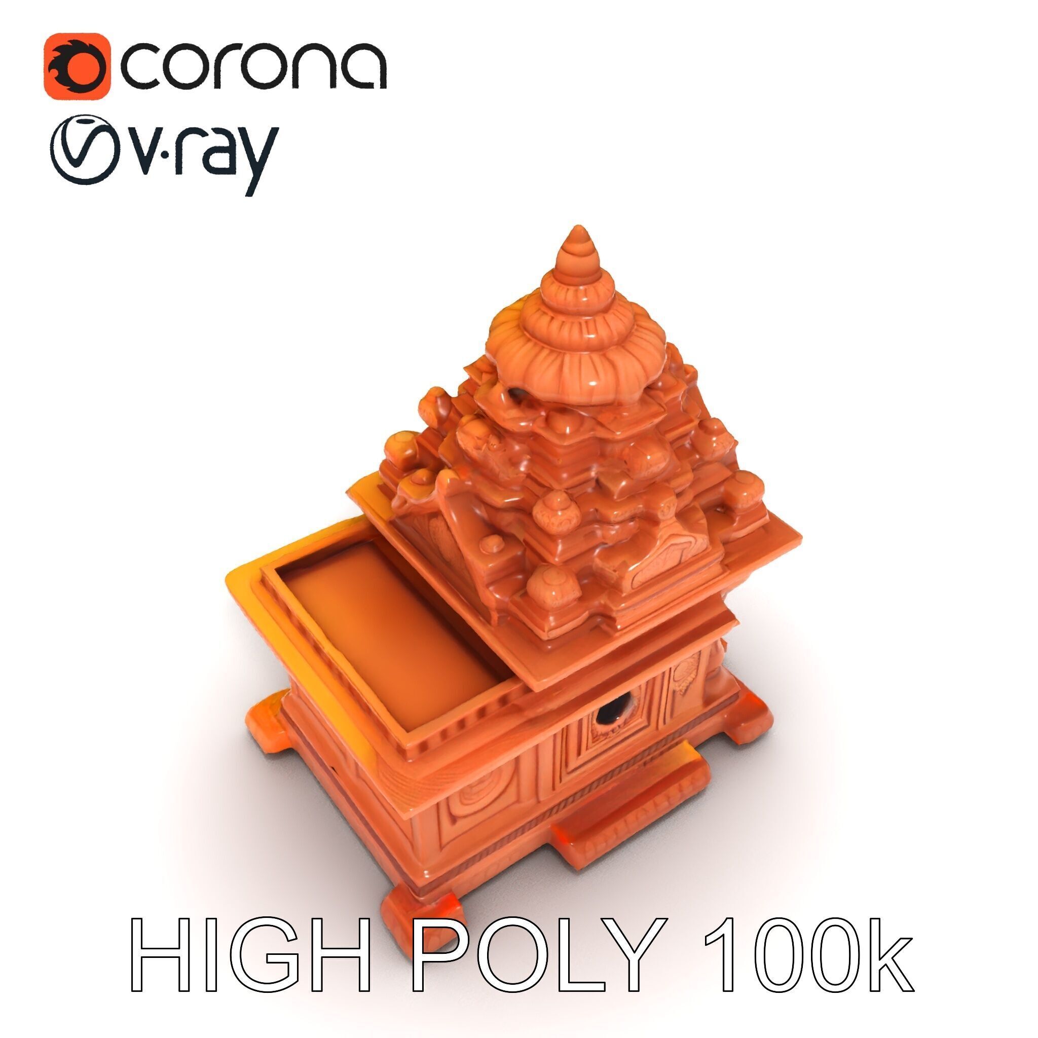 Intricate Temple Architectural Model Pack Low-poly 3D model_16