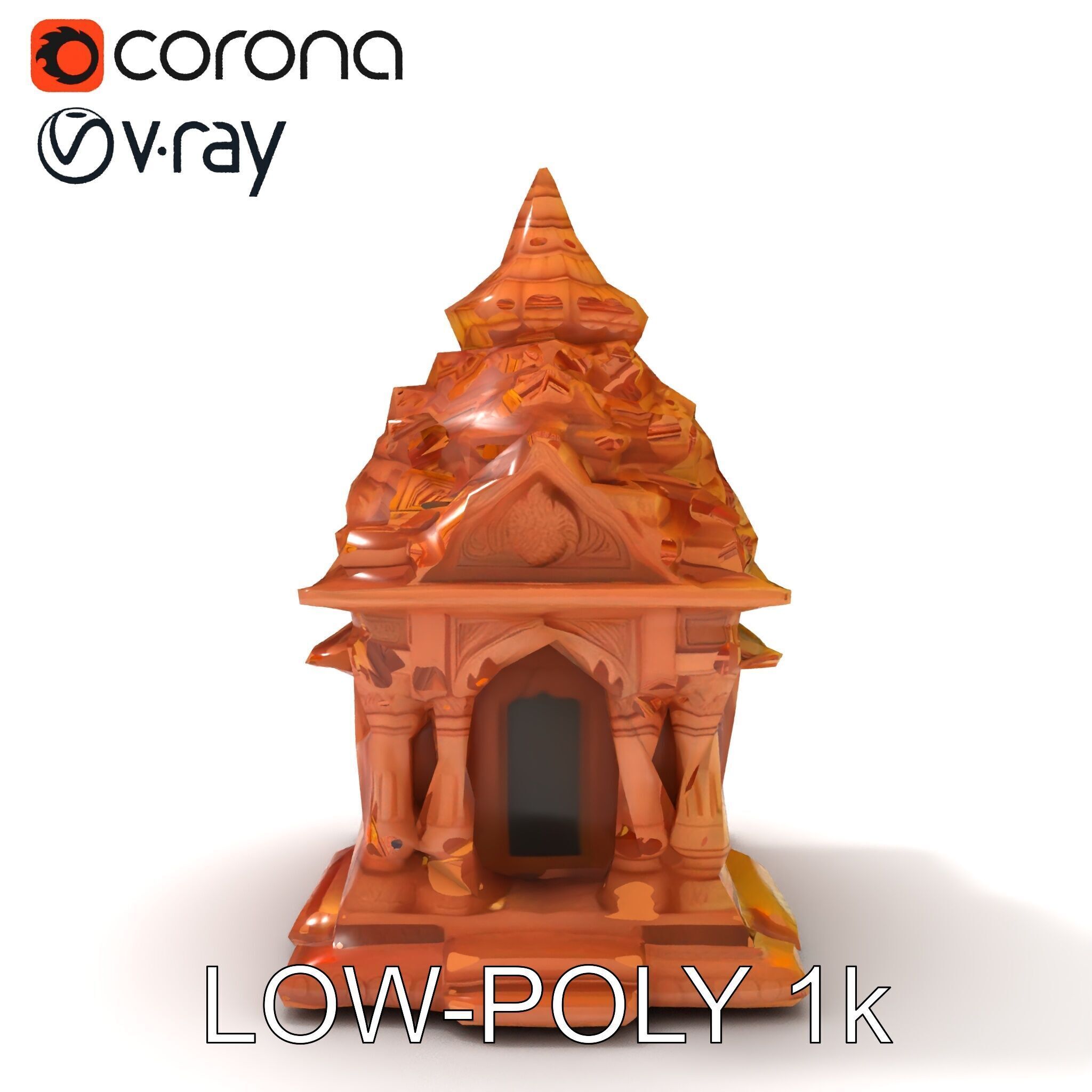 Intricate Temple Architectural Model Pack Low-poly 3D model_15