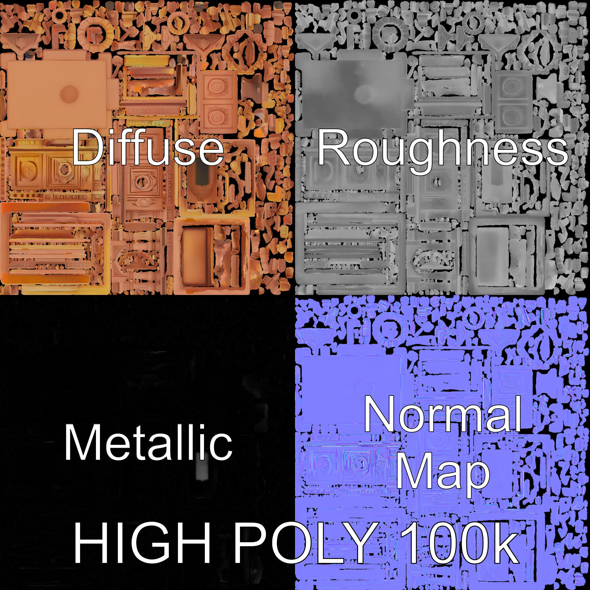 Intricate Temple Architectural Model Pack Low-poly 3D model_2