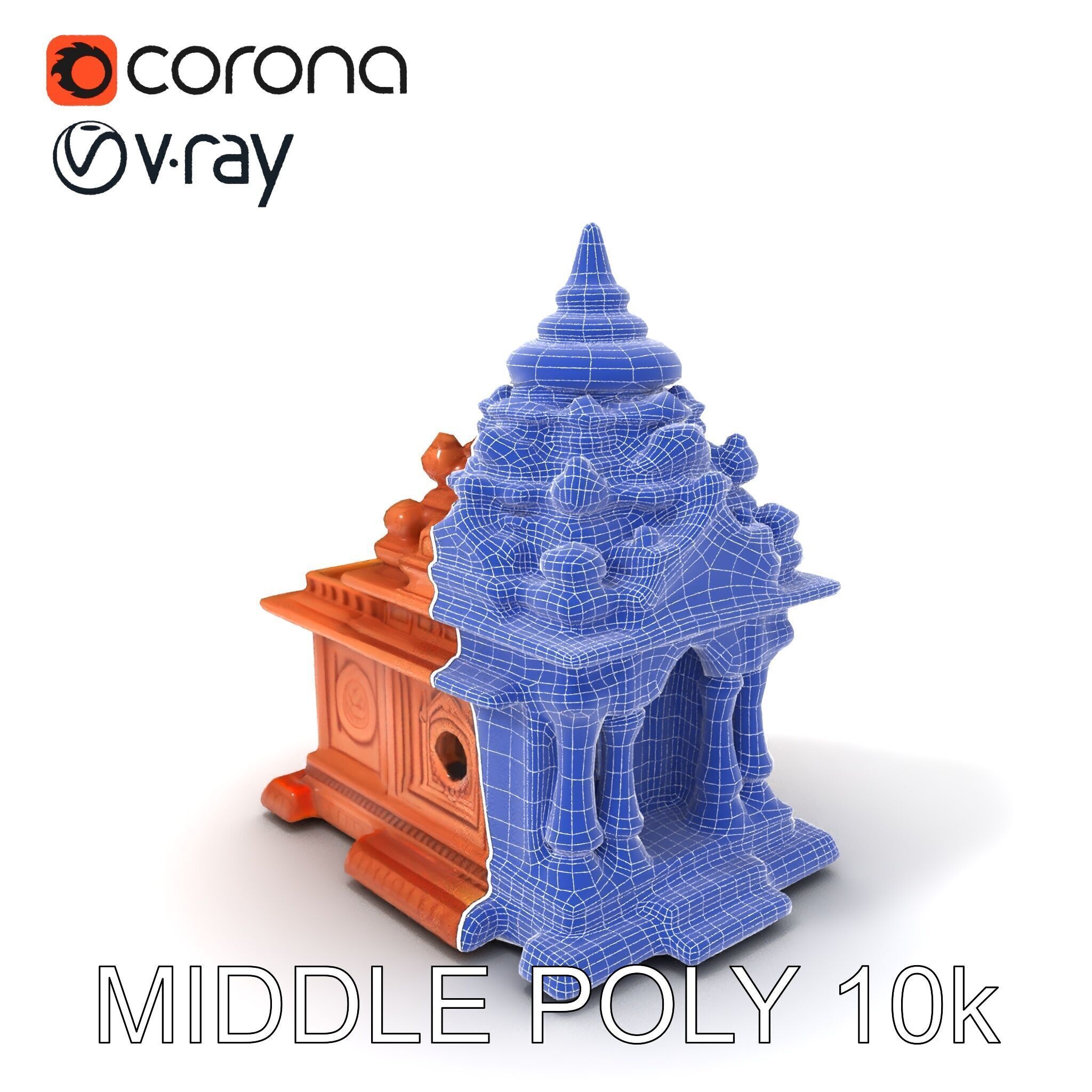 Intricate Temple Architectural Model Pack Low-poly 3D model_6