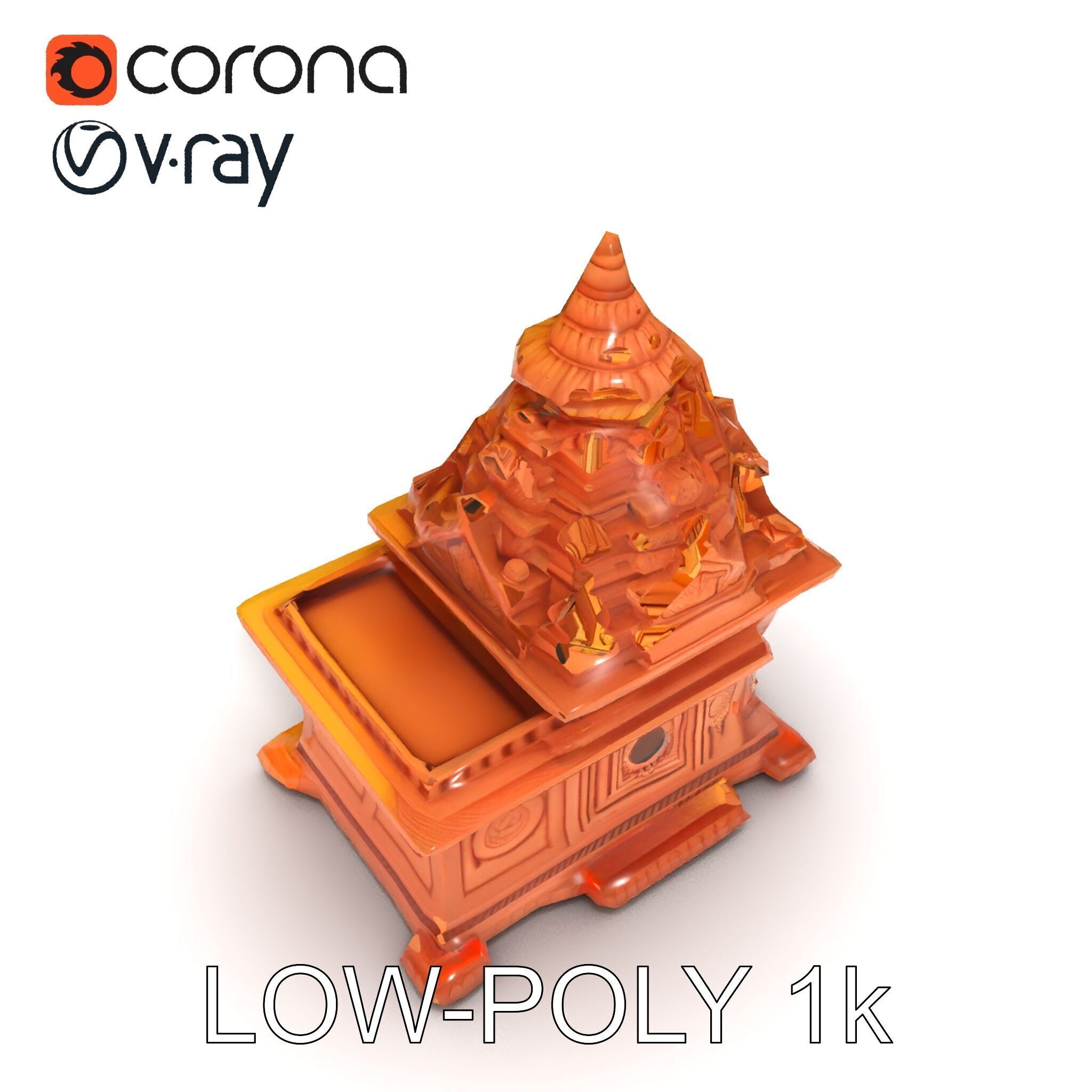 Intricate Temple Architectural Model Pack Low-poly 3D model_9