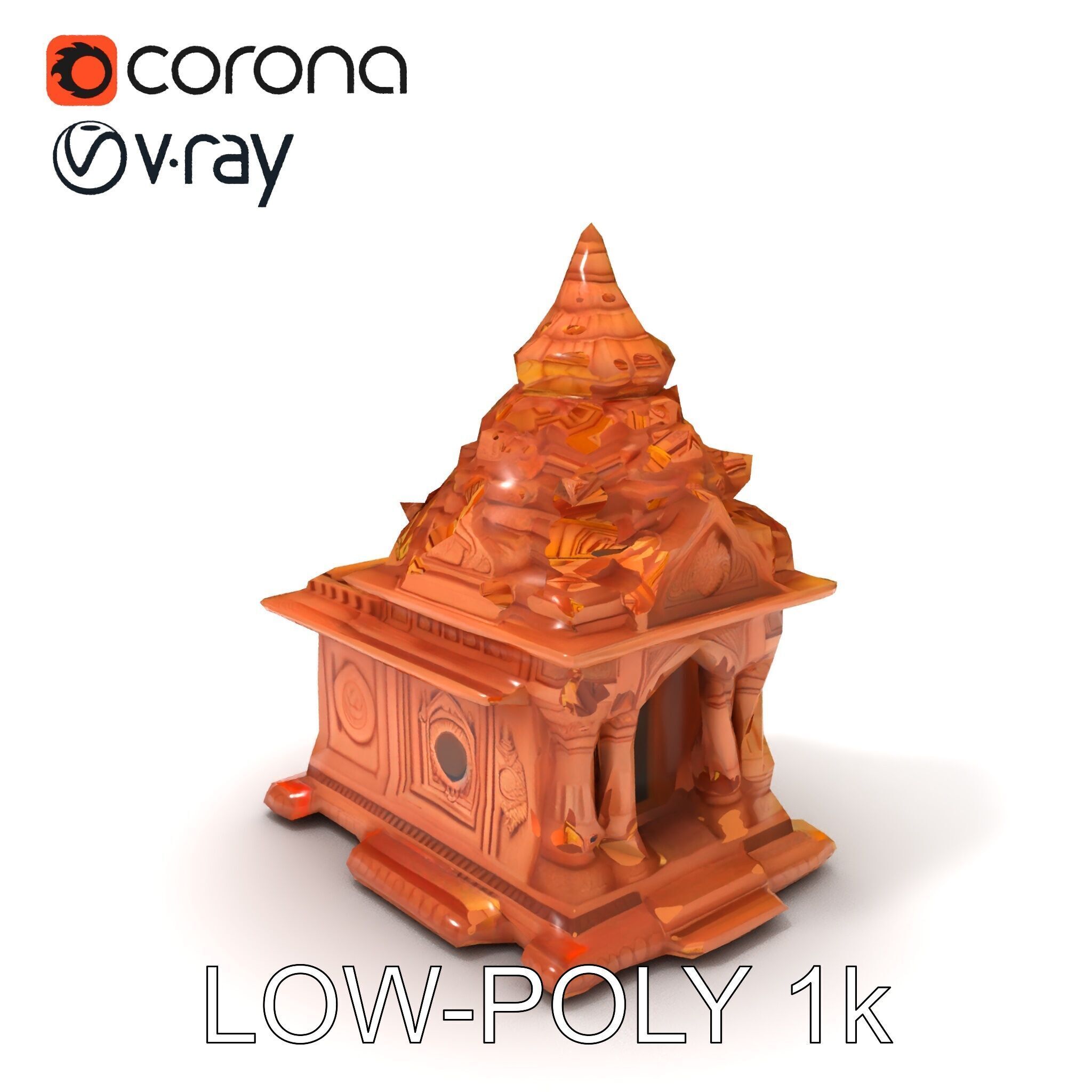 Intricate Temple Architectural Model Pack Low-poly 3D model_12