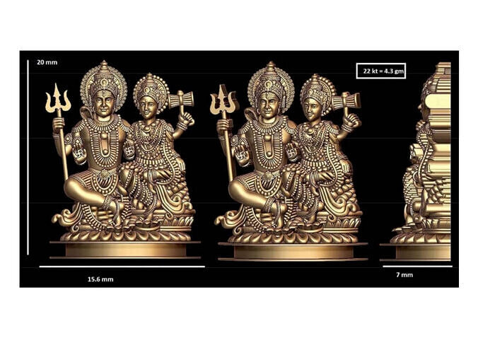 shiv parvati bhagwan pendant 3D print model