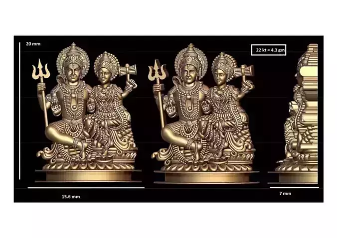 shiv parvati bhagwan pendant