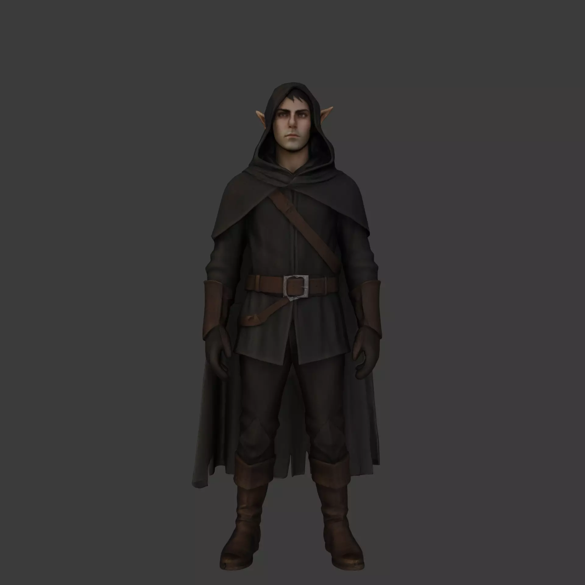 Realistic Dark Elf Ranger Fantasy RPG Character 3D model_0
