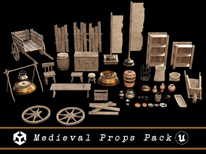 Medieval Props Pack 1  Low-poly 3D model
