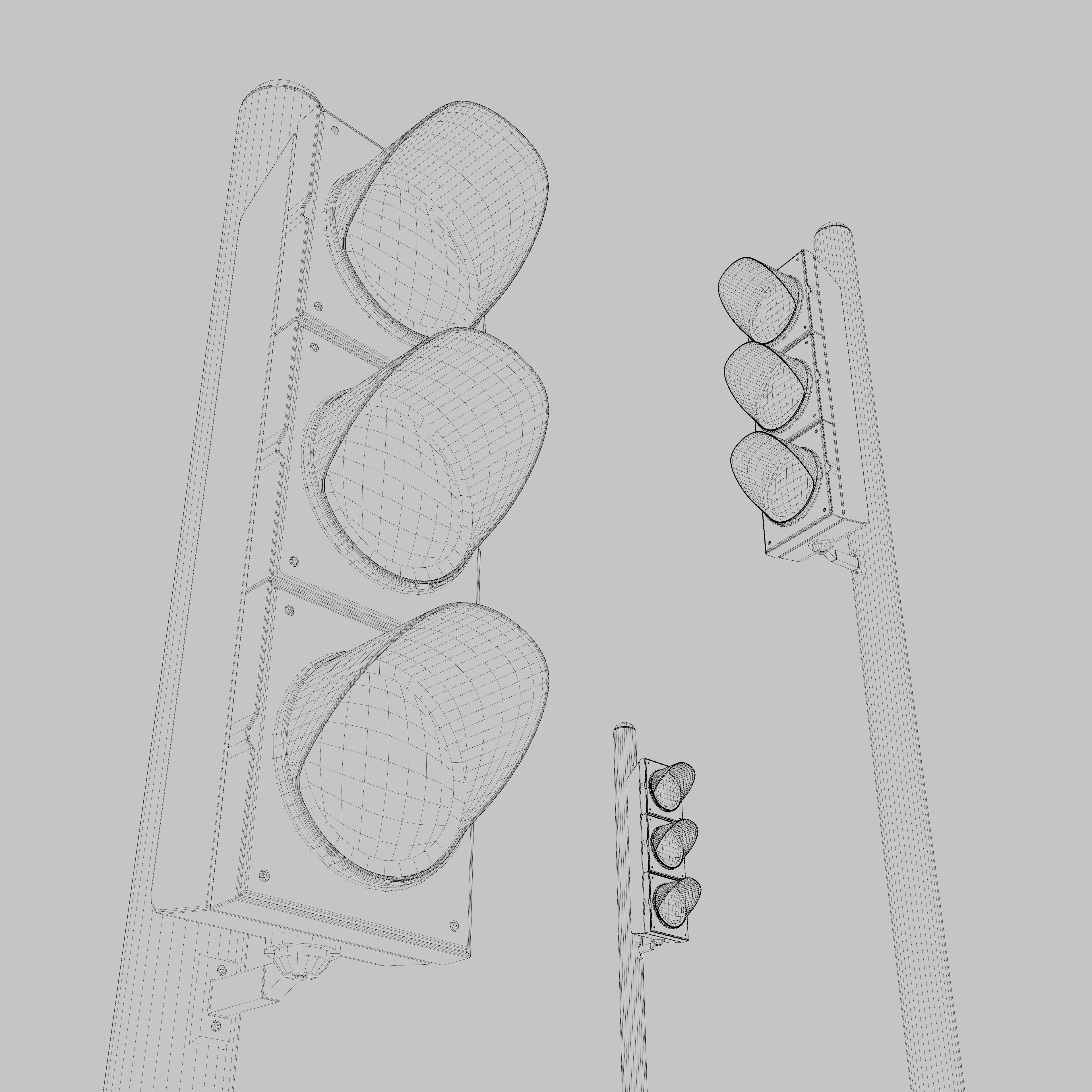 Traffic Light Low-poly 3D model_10