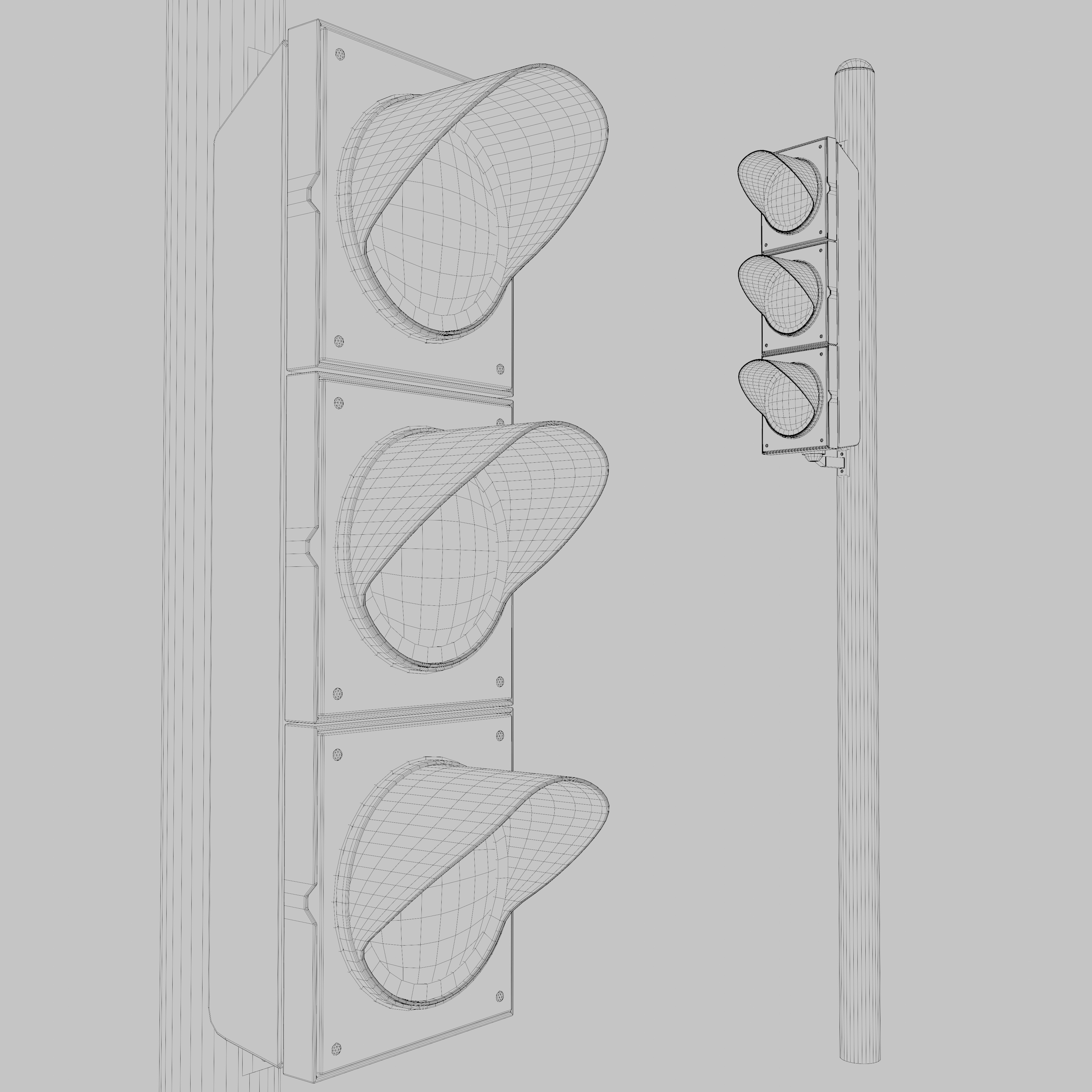 Traffic Light Low-poly 3D model_2