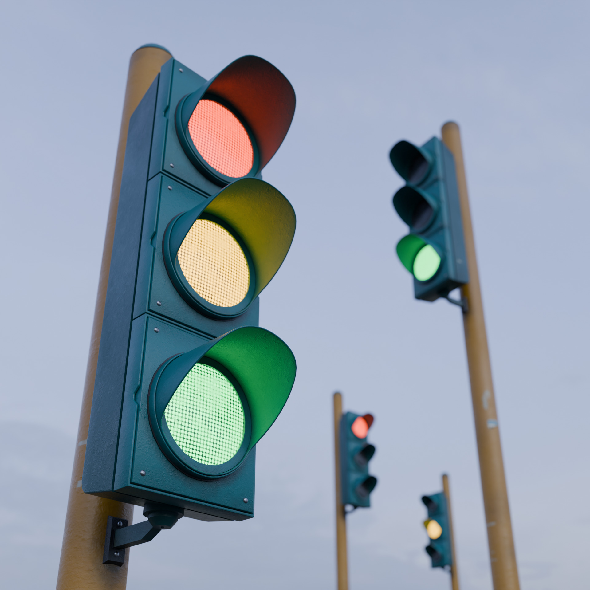 Traffic Light Low-poly 3D model_12