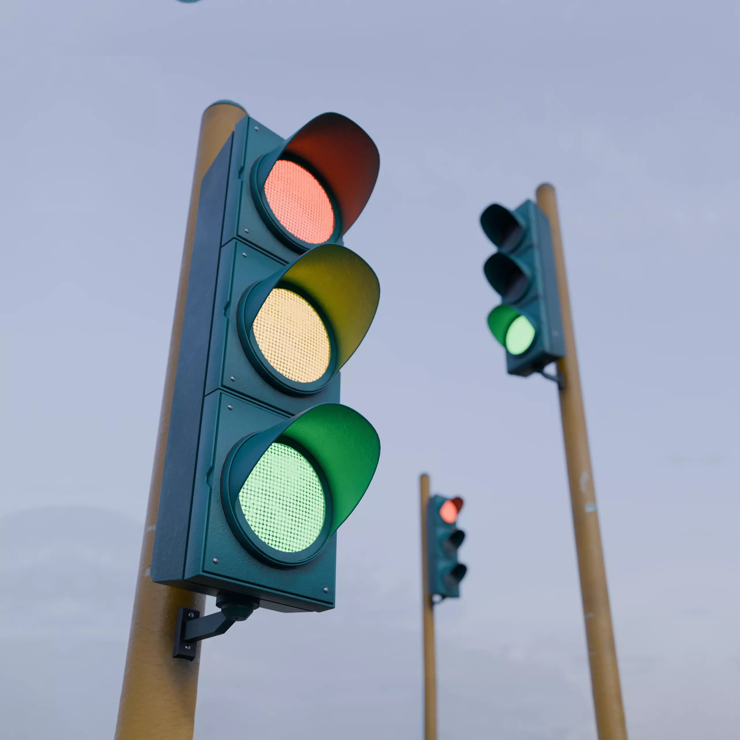 Traffic Light Low-poly 3D model_0