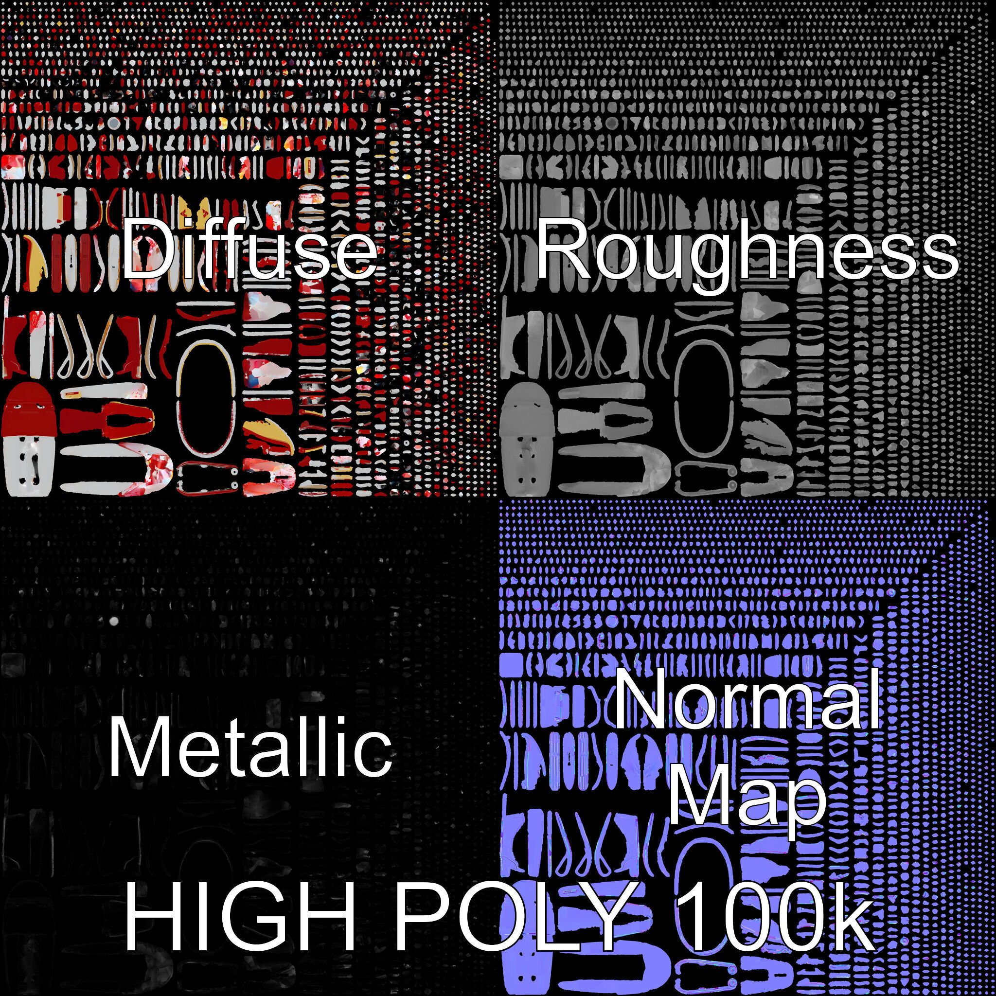 Classic Red Snowmobile D Model Pack with Three Levels of Detail Low-poly 3D model_2