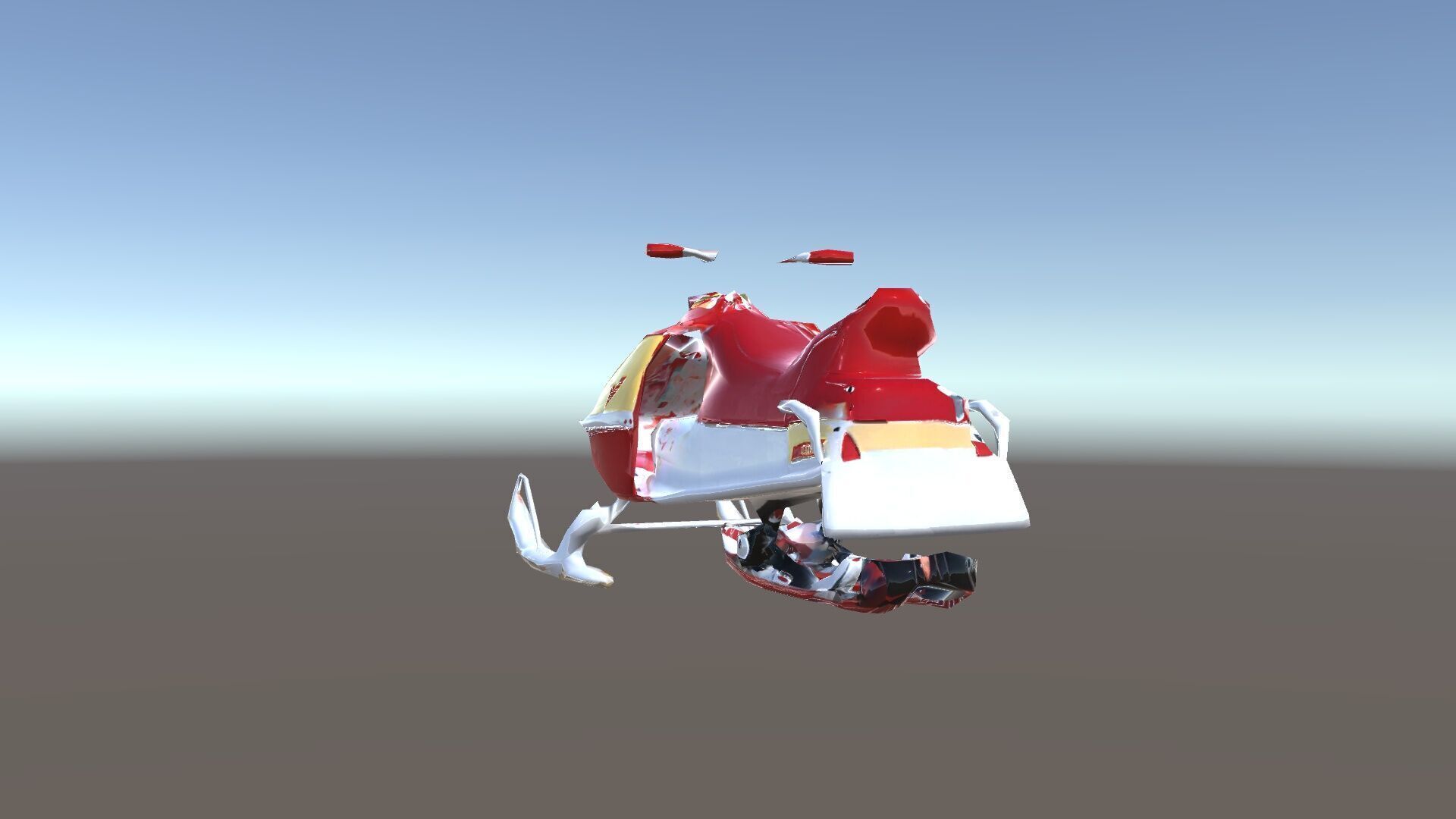Classic Red Snowmobile D Model Pack with Three Levels of Detail Low-poly 3D model_16
