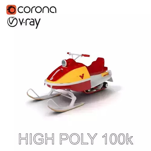 Classic Red Snowmobile D Model Pack with Three Levels of Detail Low-poly 3D model
