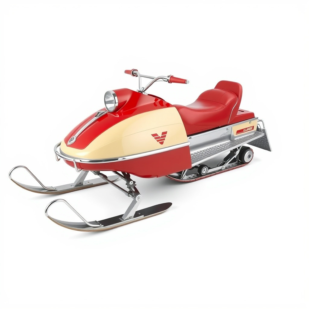 Classic Red Snowmobile D Model Pack with Three Levels of Detail Low-poly 3D model_4