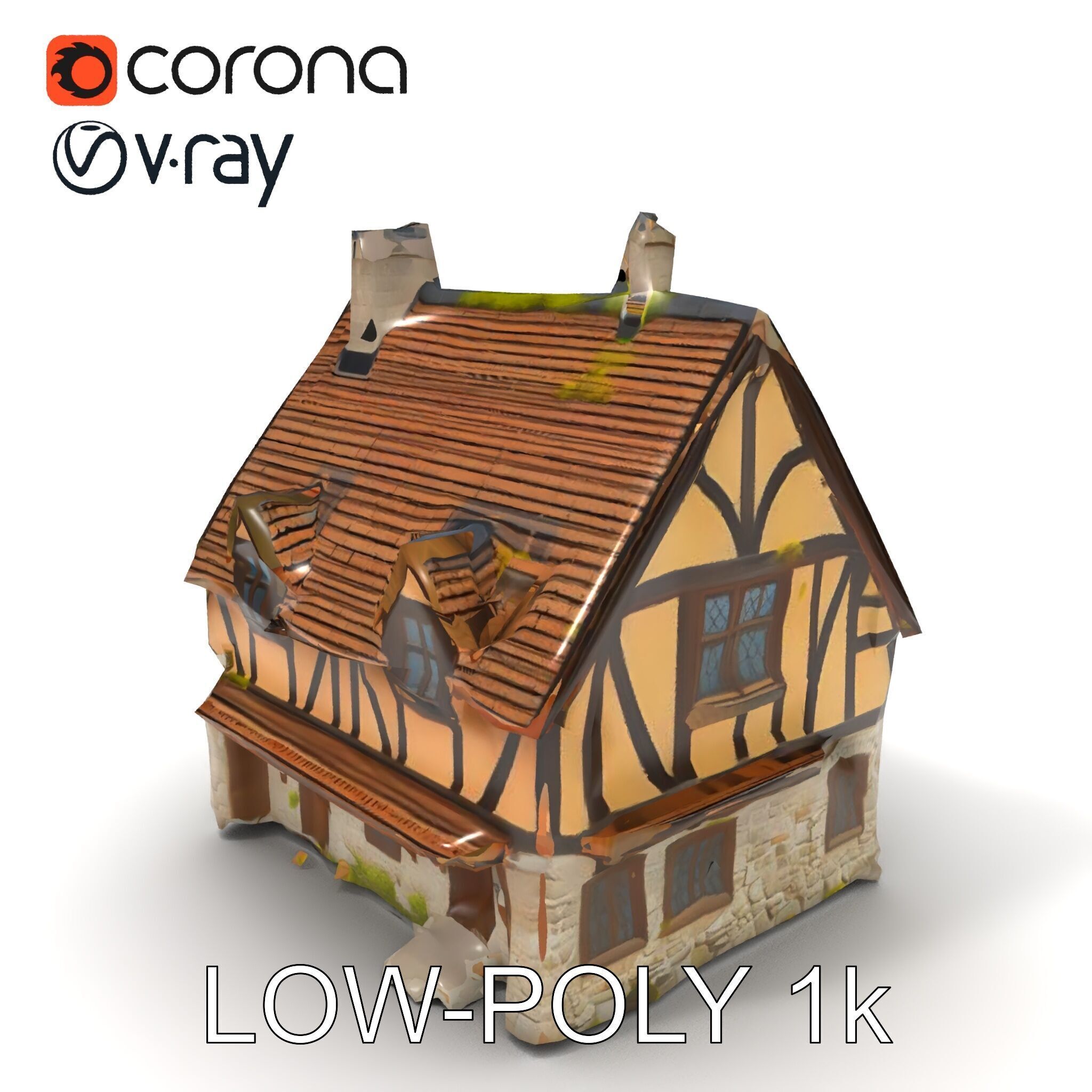 Medieval Cottage House Model Pack Low-poly 3D model_12