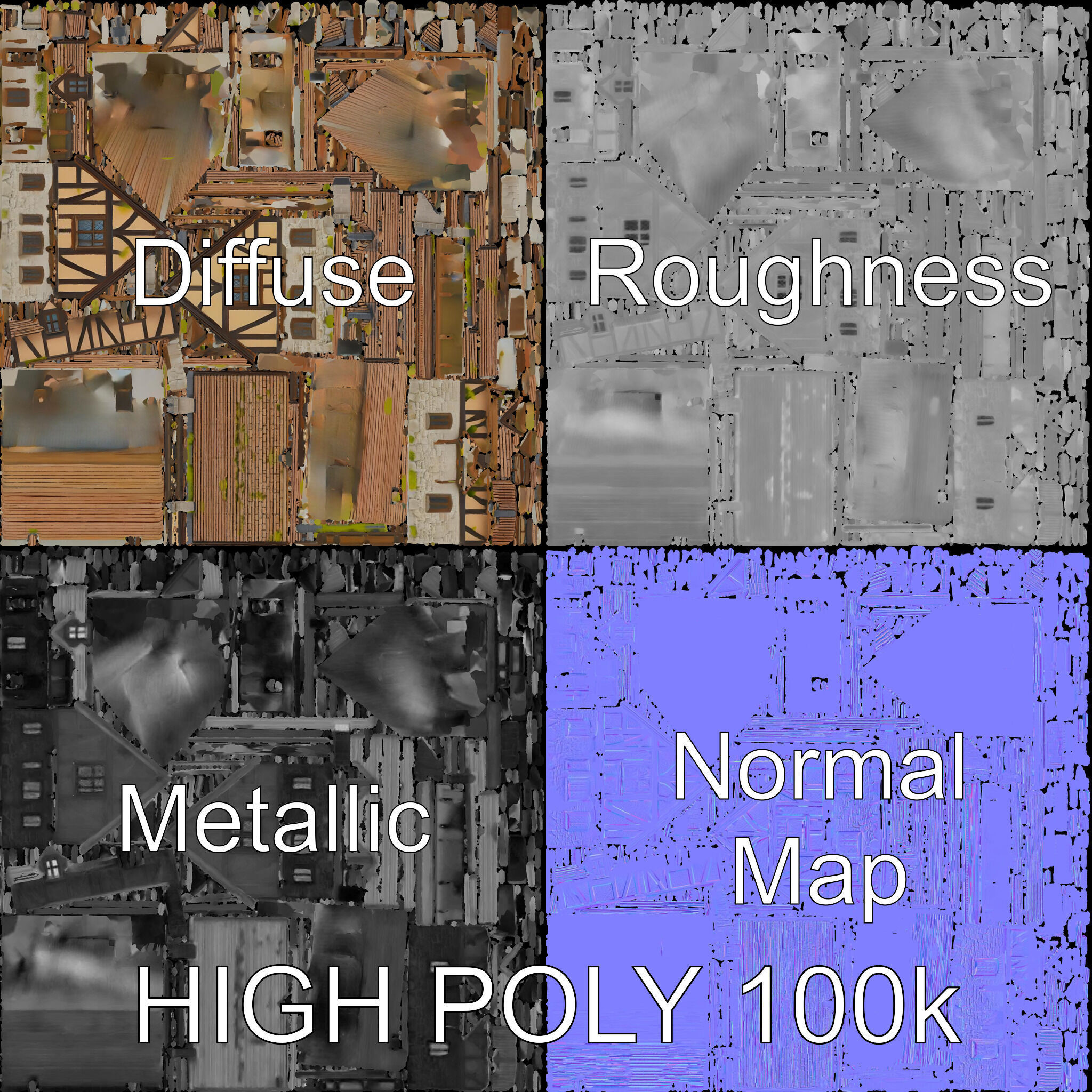 Medieval Cottage House Model Pack Low-poly 3D model_2