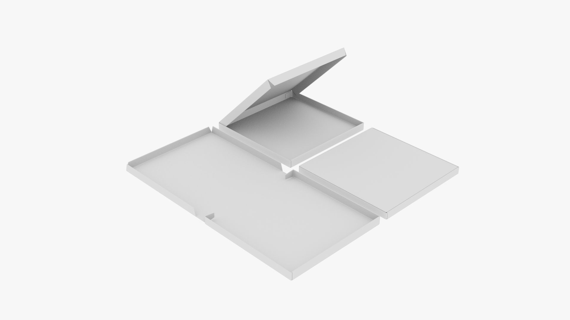 12-inch Pizza Boxes White Paper Mockup 3D Model Collection_13