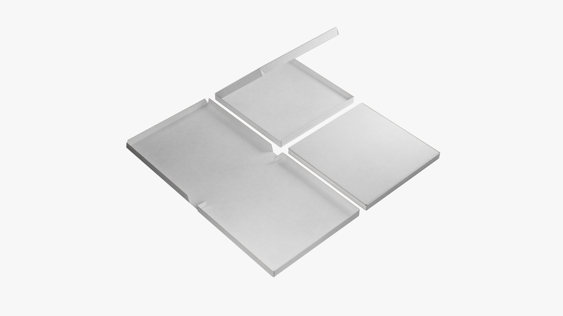 12-inch Pizza Boxes White Paper Mockup 3D Model Collection_10