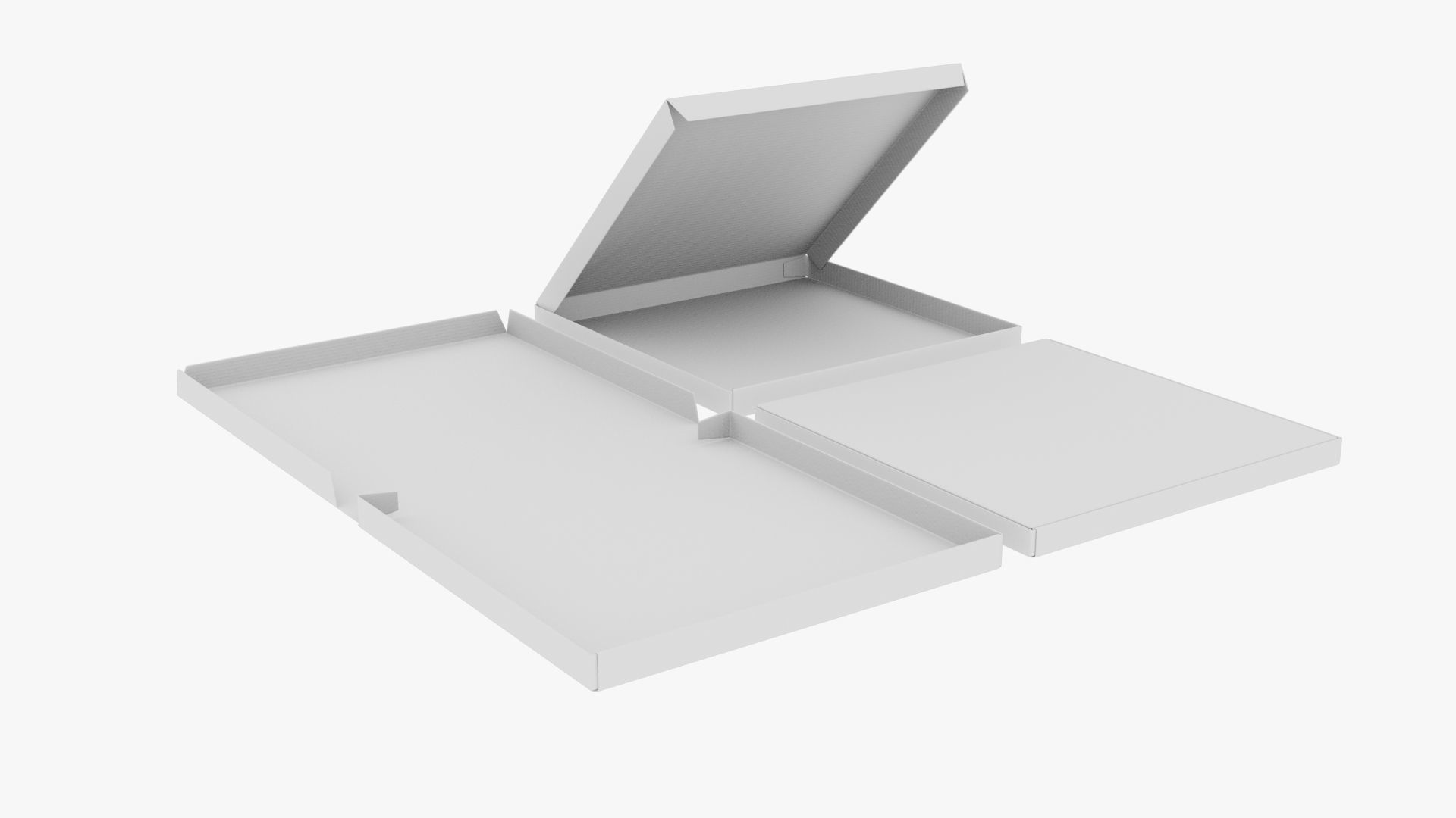 12-inch Pizza Boxes White Paper Mockup 3D Model Collection_14