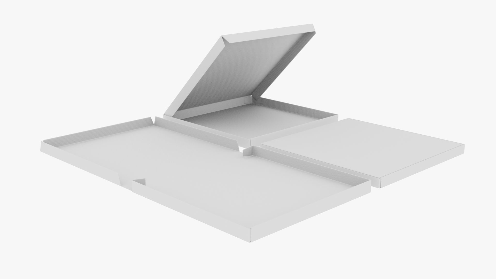 12-inch Pizza Boxes White Paper Mockup 3D Model Collection_17