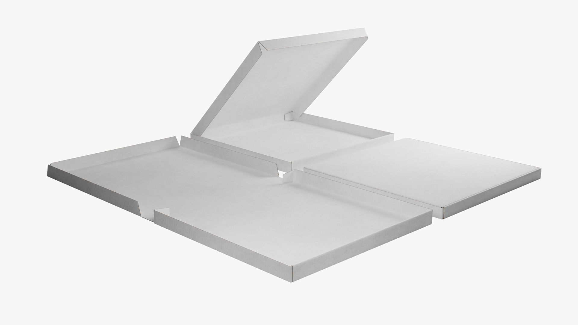 12-inch Pizza Boxes White Paper Mockup 3D Model Collection_11