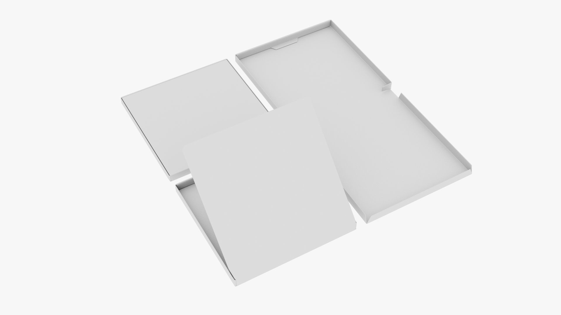 12-inch Pizza Boxes White Paper Mockup 3D Model Collection_15