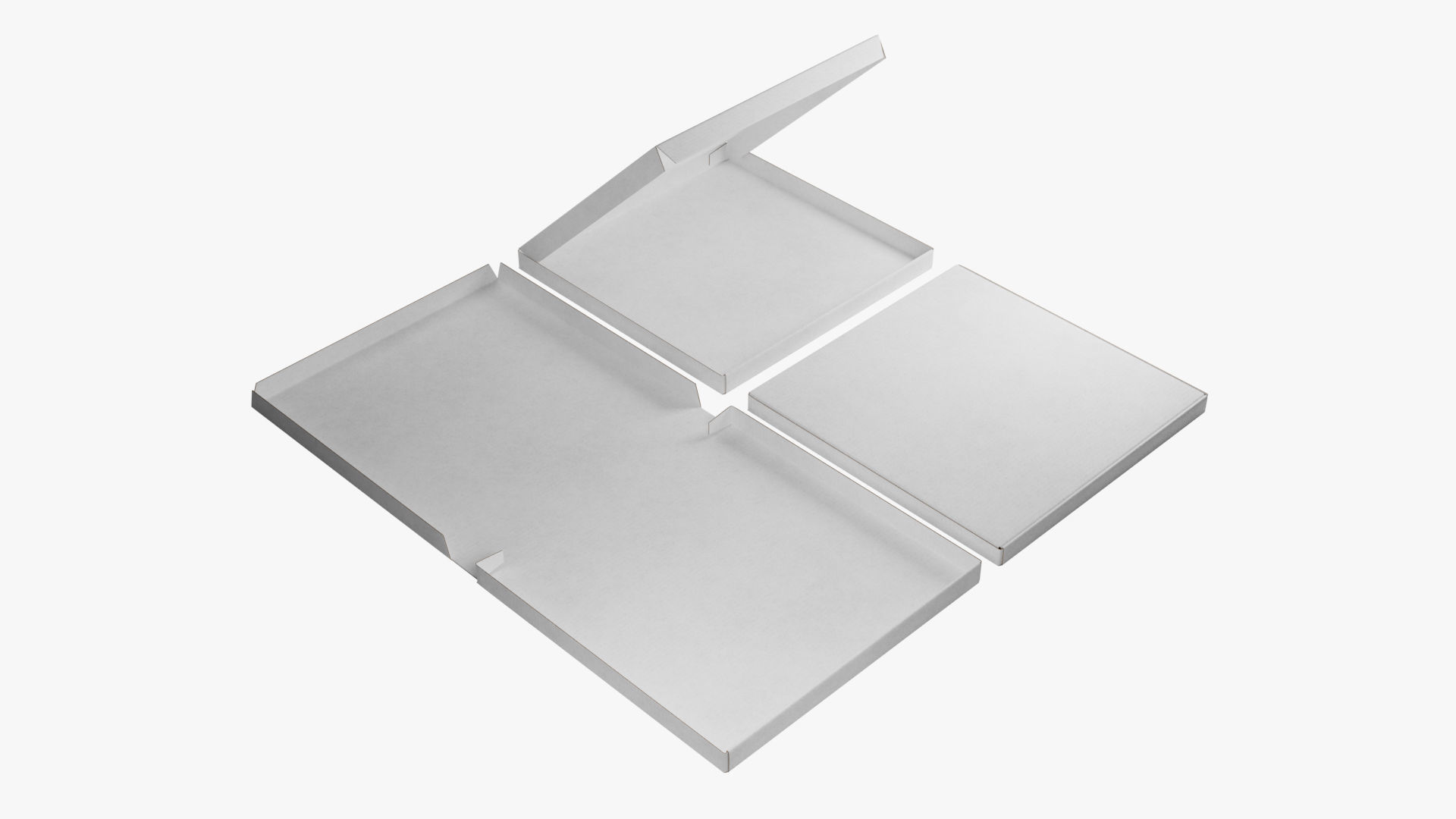 12-inch Pizza Boxes White Paper Mockup 3D Model Collection_12