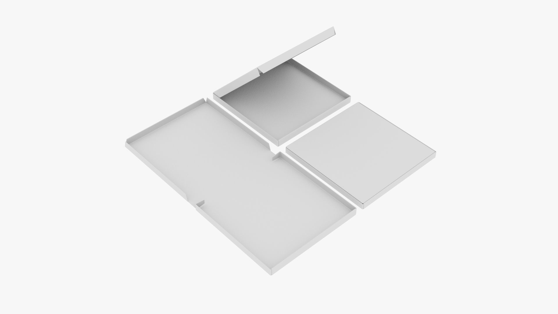 12-inch Pizza Boxes White Paper Mockup 3D Model Collection_16