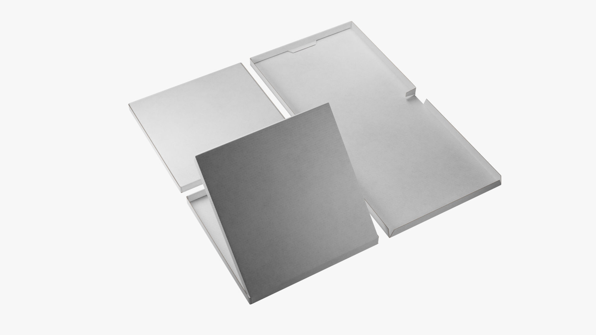 12-inch Pizza Boxes White Paper Mockup 3D Model Collection_9