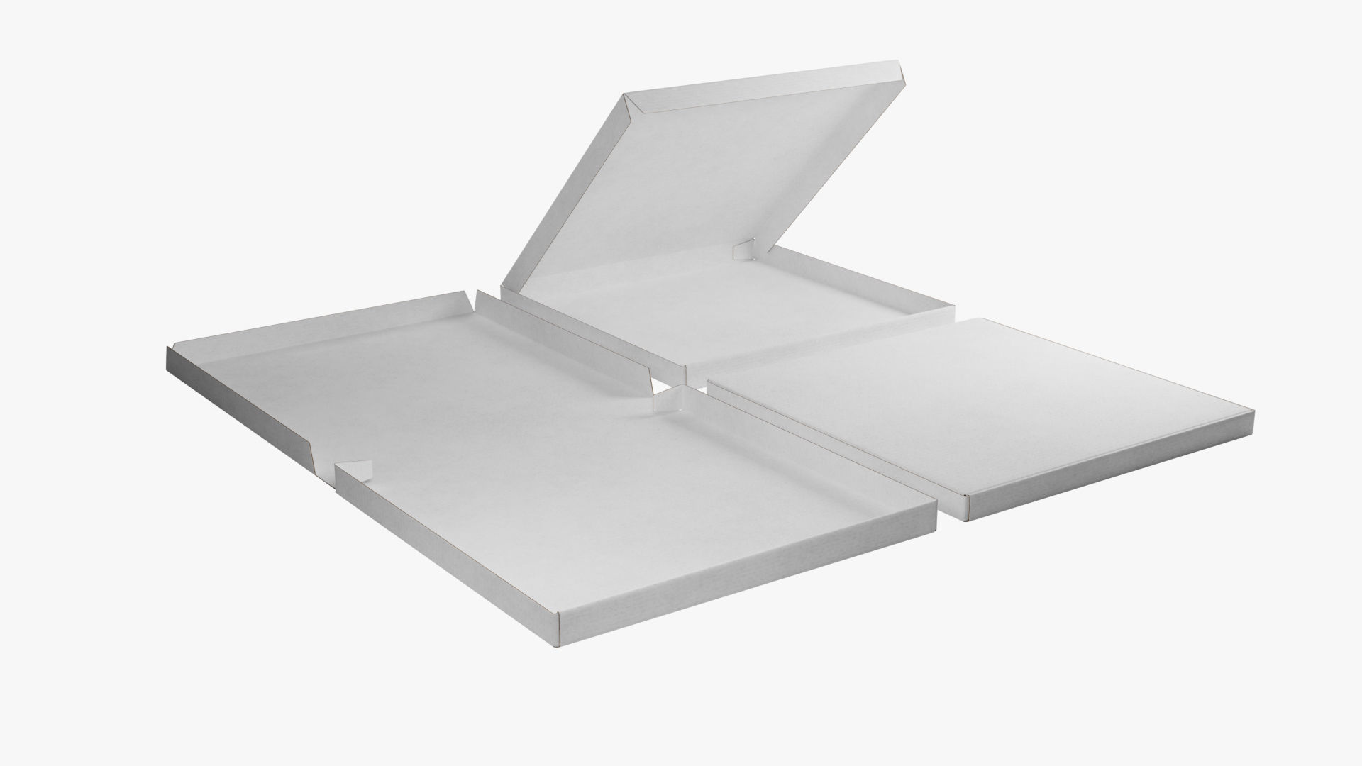 12-inch Pizza Boxes White Paper Mockup 3D Model Collection_8