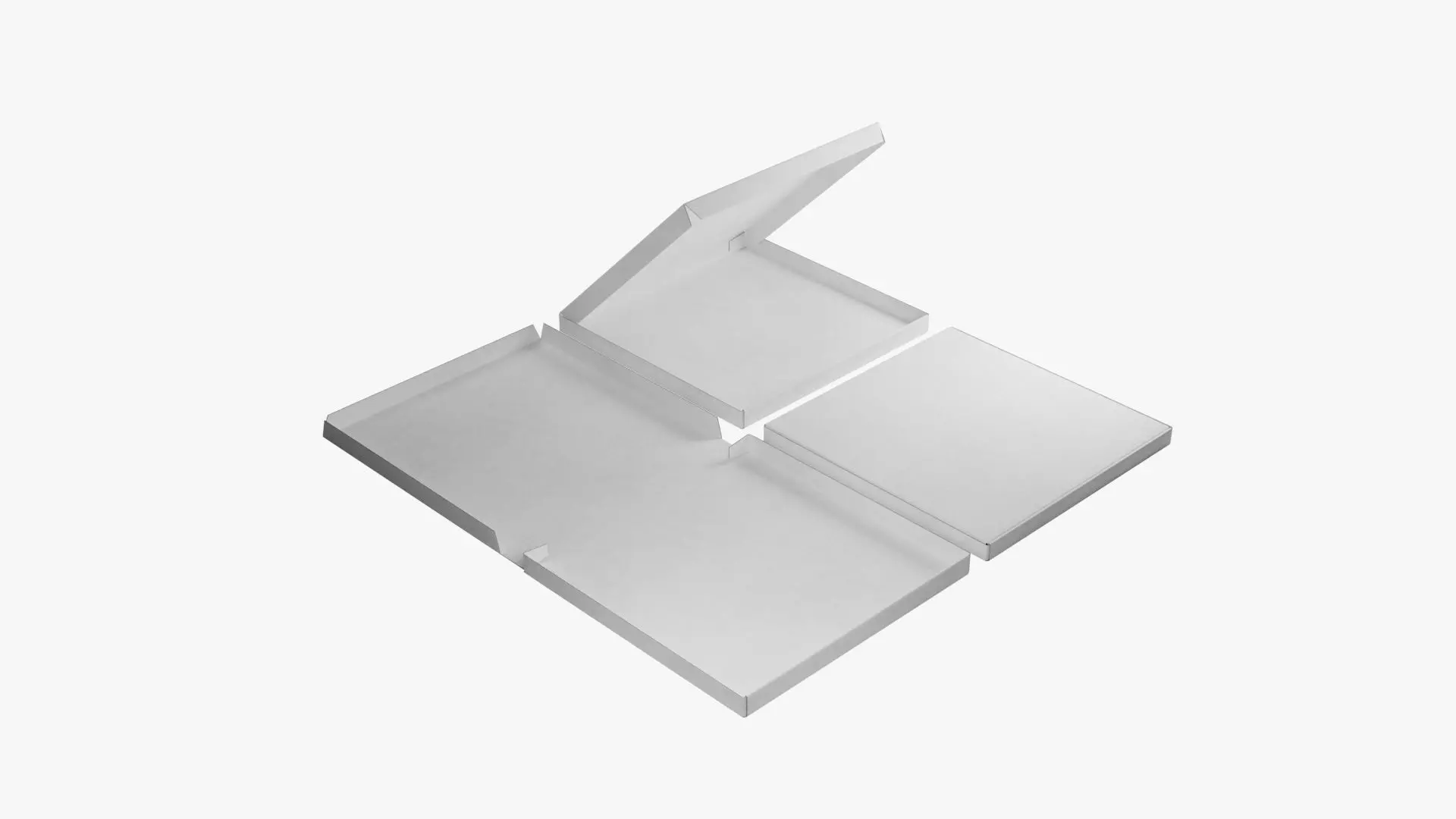 12-inch Pizza Boxes White Paper Mockup 3D Model Collection_0