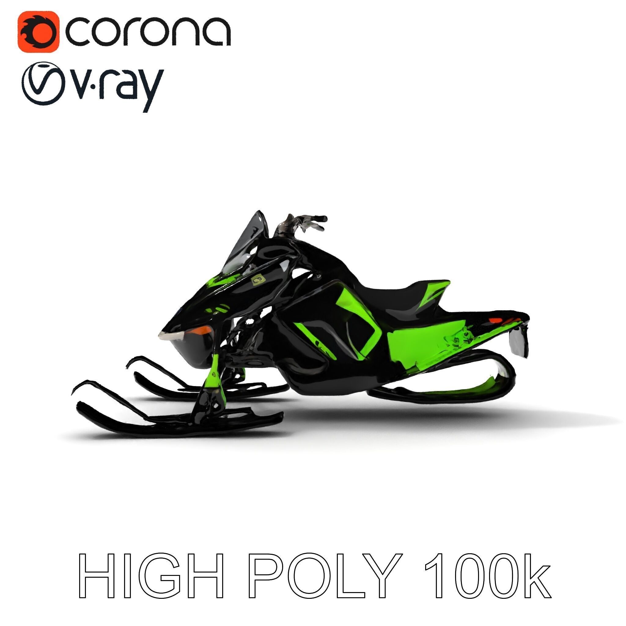 Snowmobile Model Pack with Detailed Features Low-poly 3D model_8