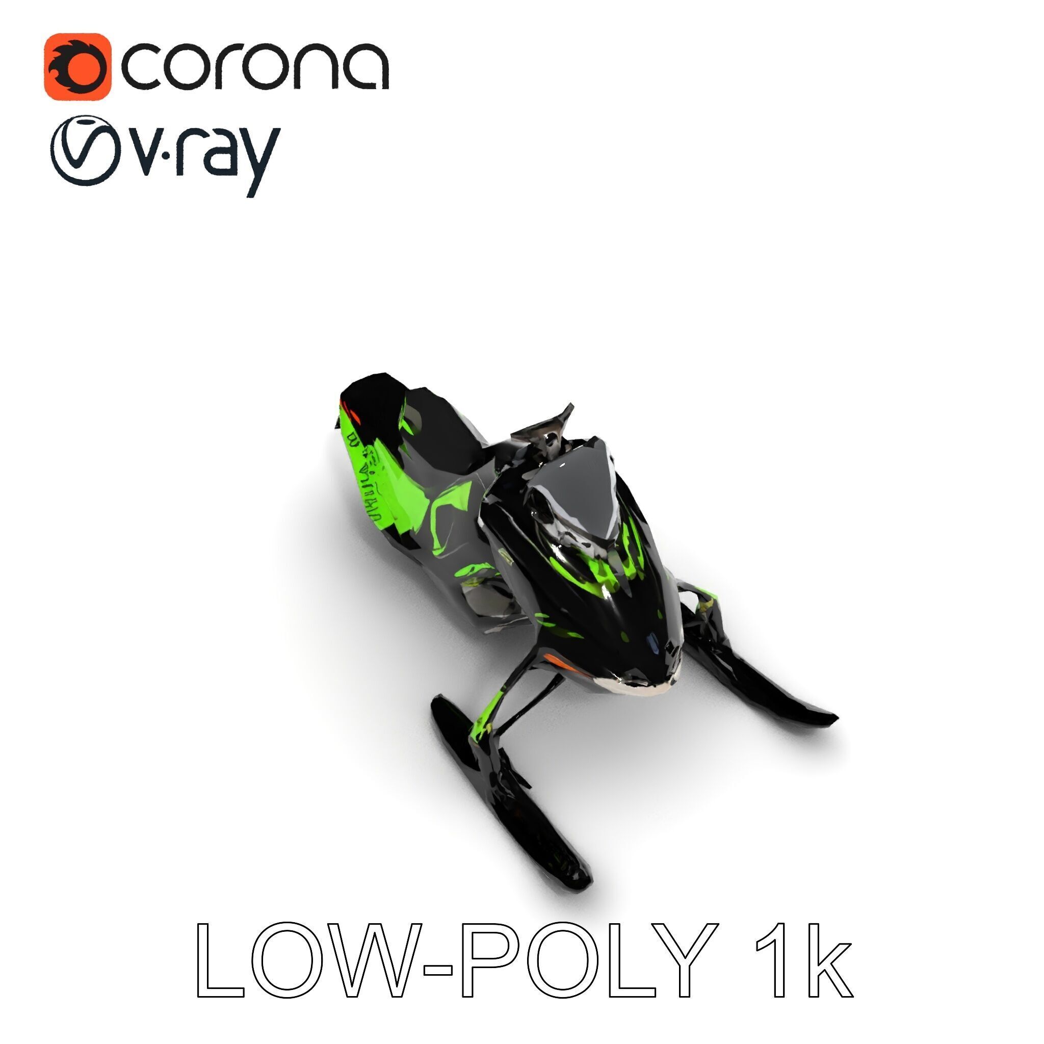 Snowmobile Model Pack with Detailed Features Low-poly 3D model_12