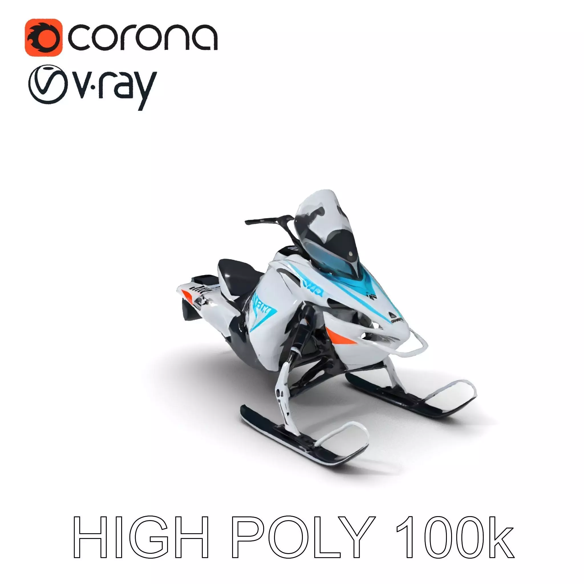 Arctic Snowmobile Model Pack with PBR Textures Low-poly 3D model_0