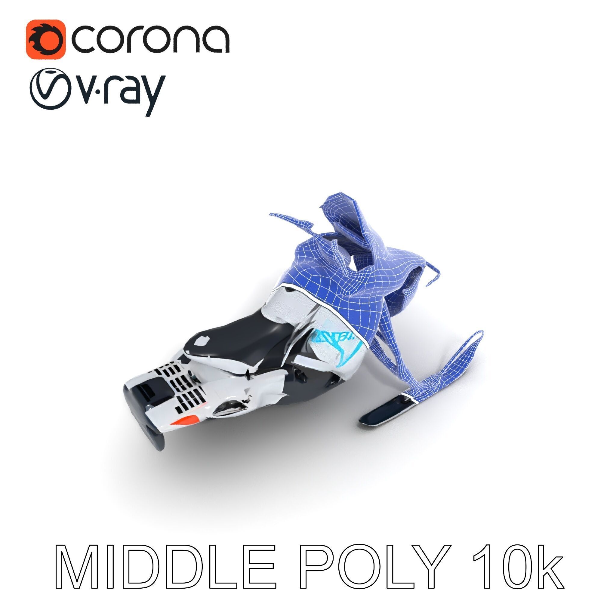 Arctic Snowmobile Model Pack with PBR Textures Low-poly 3D model_8