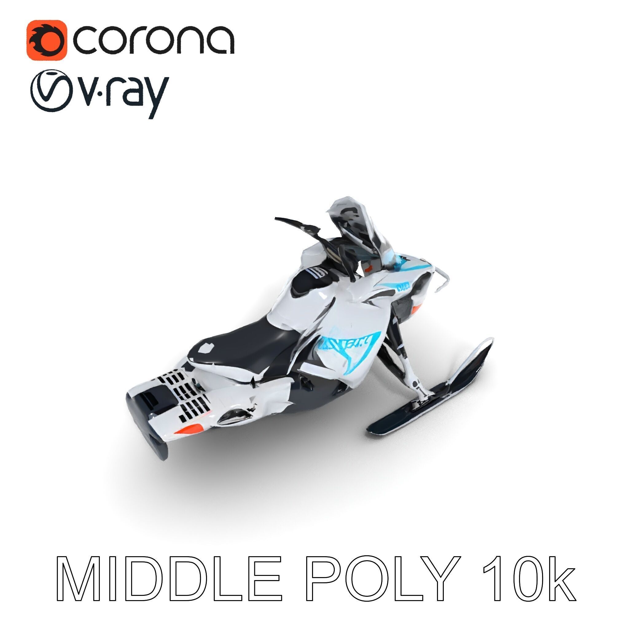 Arctic Snowmobile Model Pack with PBR Textures Low-poly 3D model_22
