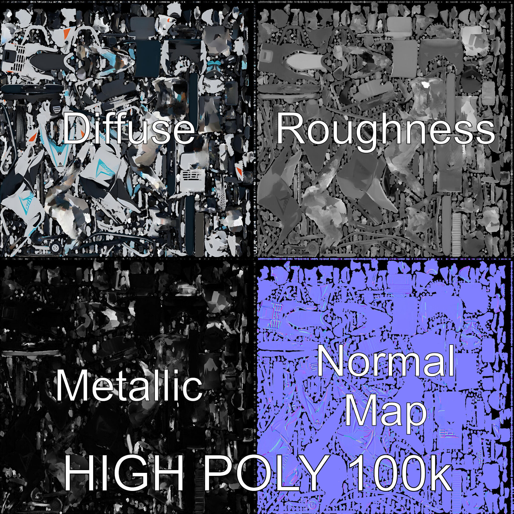 Arctic Snowmobile Model Pack with PBR Textures Low-poly 3D model_2