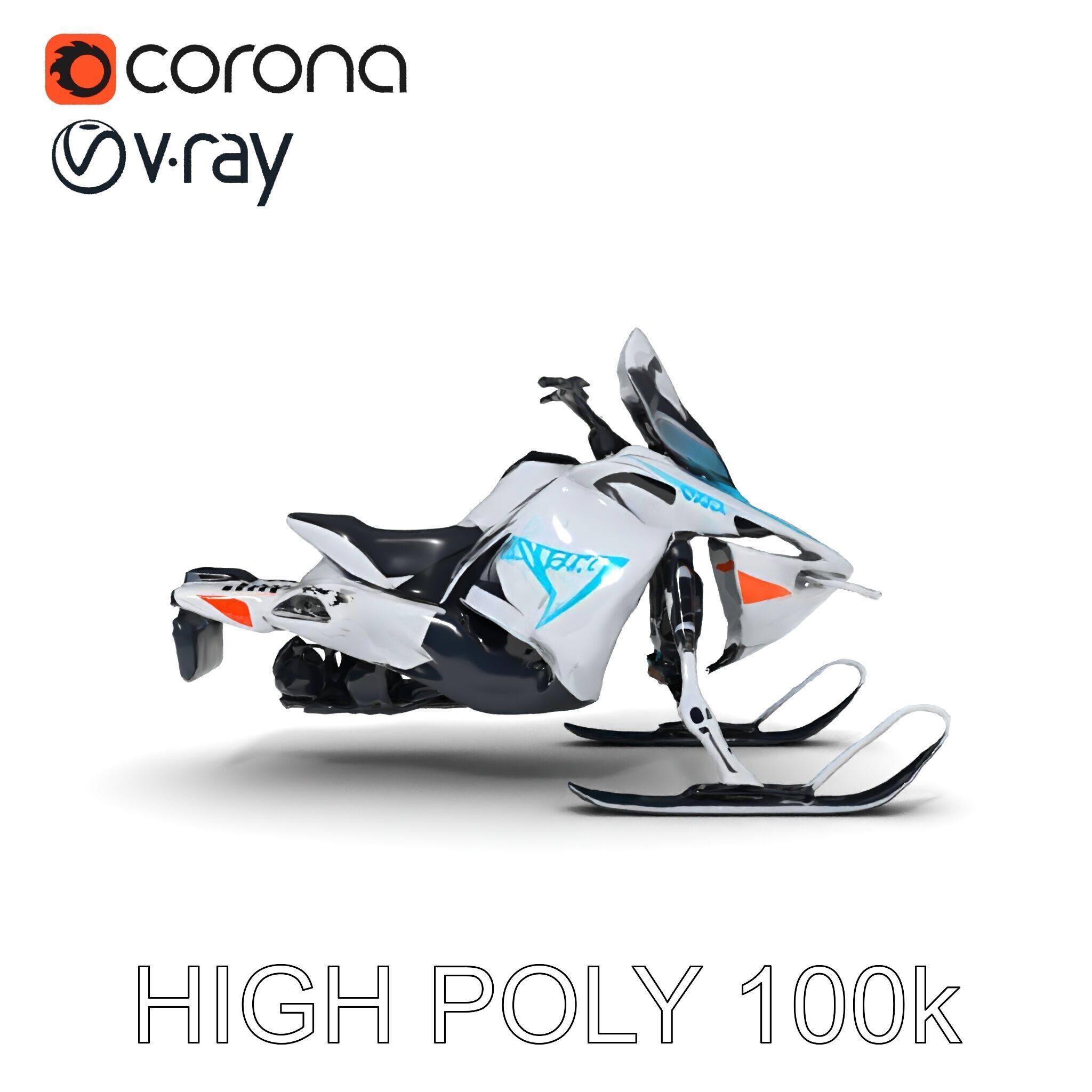 Arctic Snowmobile Model Pack with PBR Textures Low-poly 3D model_27