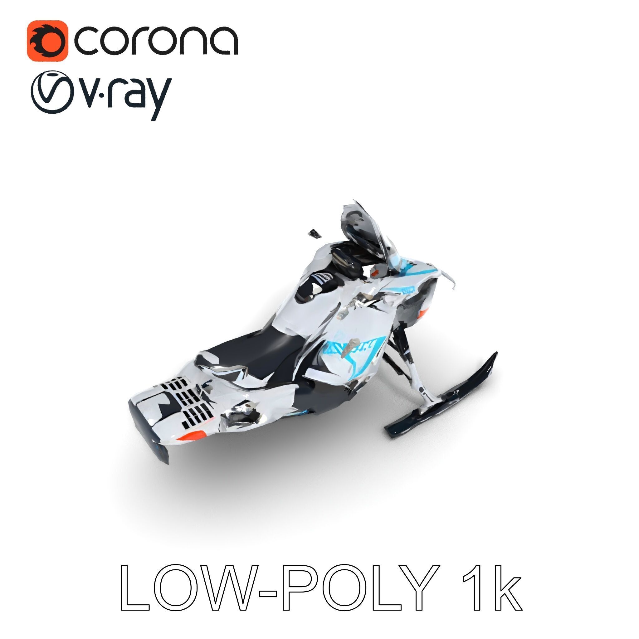 Arctic Snowmobile Model Pack with PBR Textures Low-poly 3D model_9