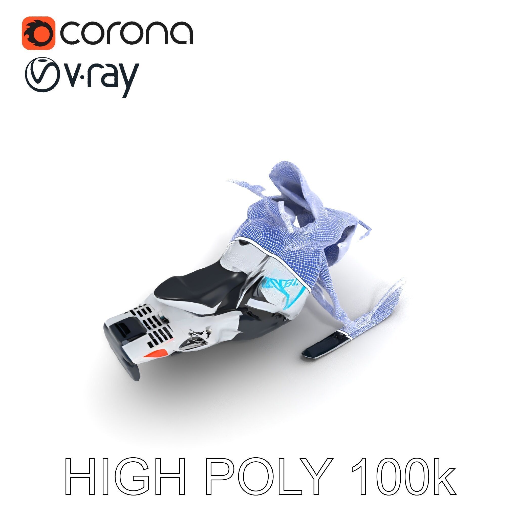 Arctic Snowmobile Model Pack with PBR Textures Low-poly 3D model_30