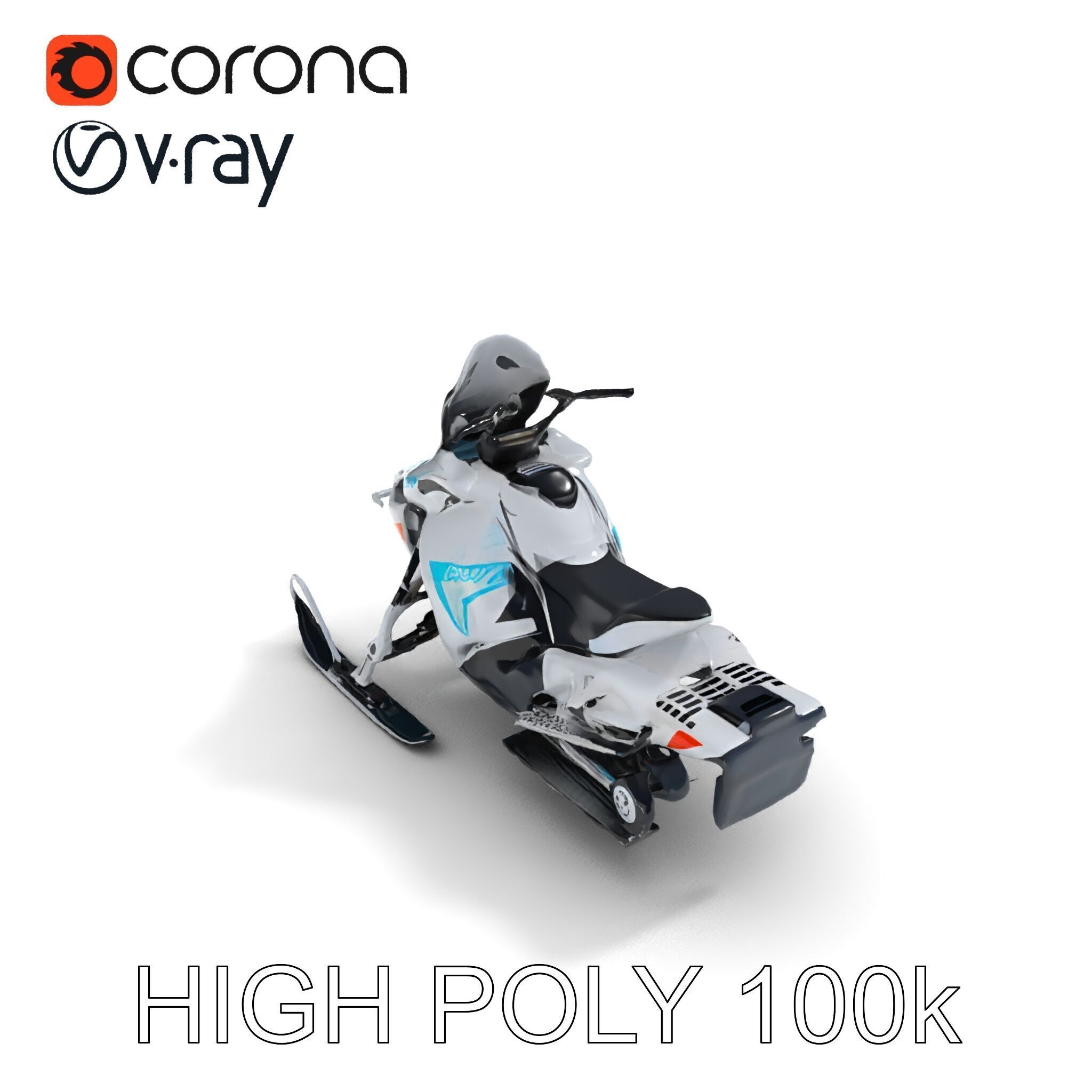 Arctic Snowmobile Model Pack with PBR Textures Low-poly 3D model_24