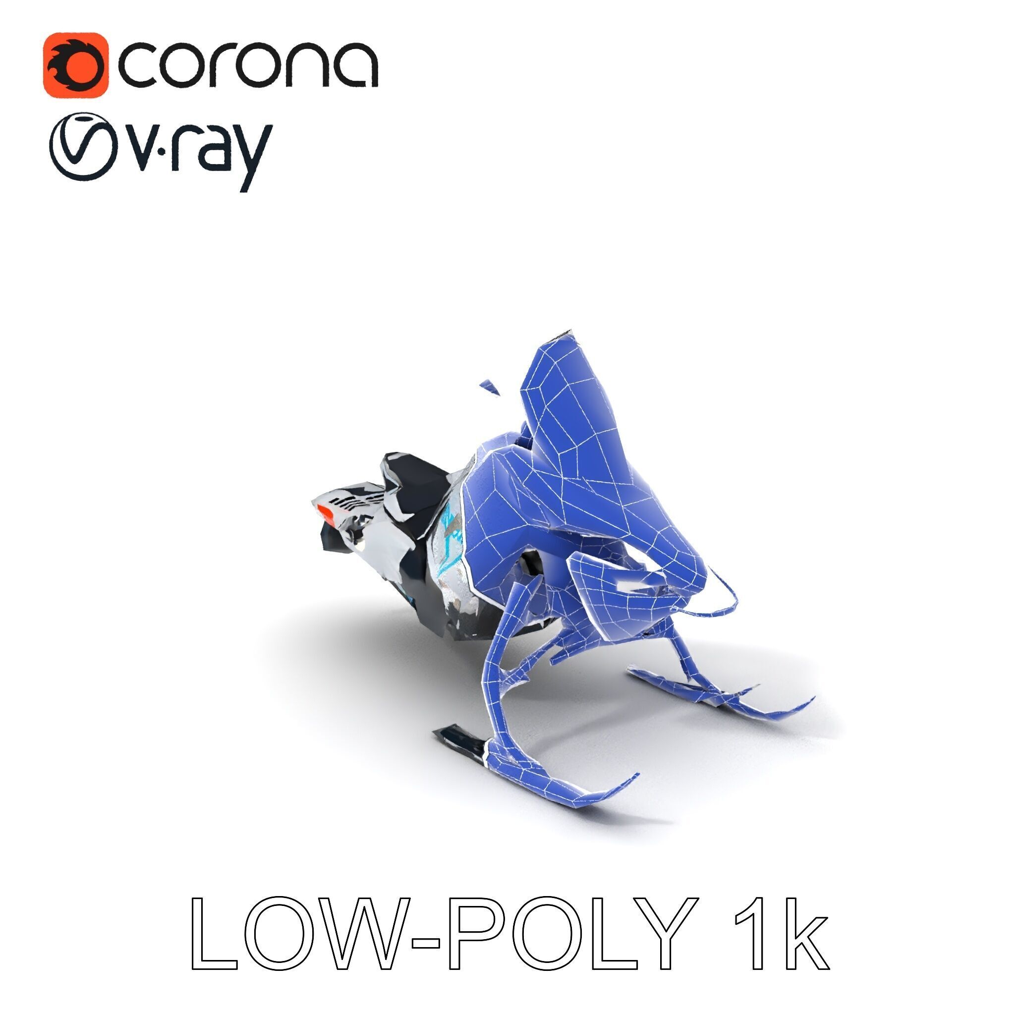 Arctic Snowmobile Model Pack with PBR Textures Low-poly 3D model_14