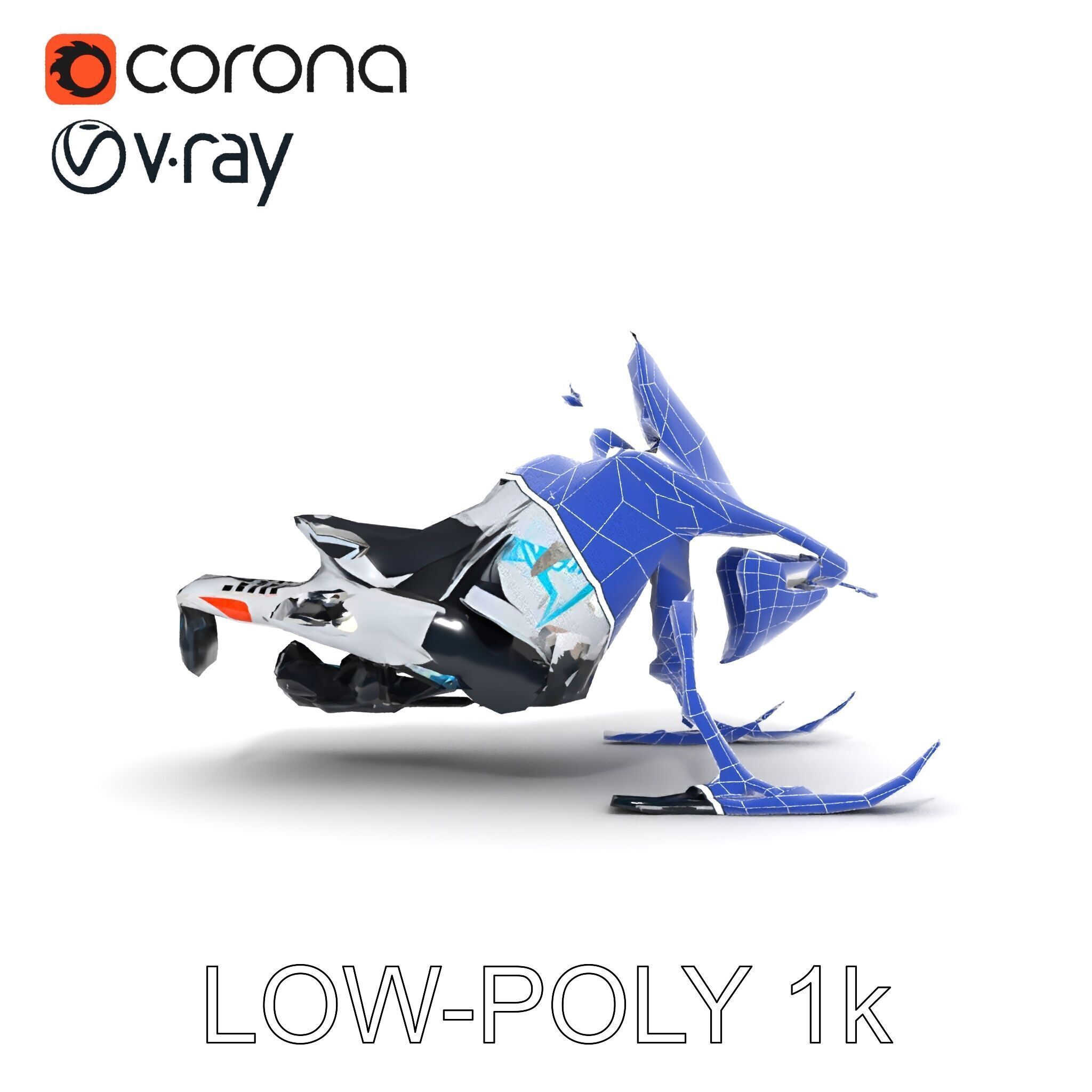 Arctic Snowmobile Model Pack with PBR Textures Low-poly 3D model_34