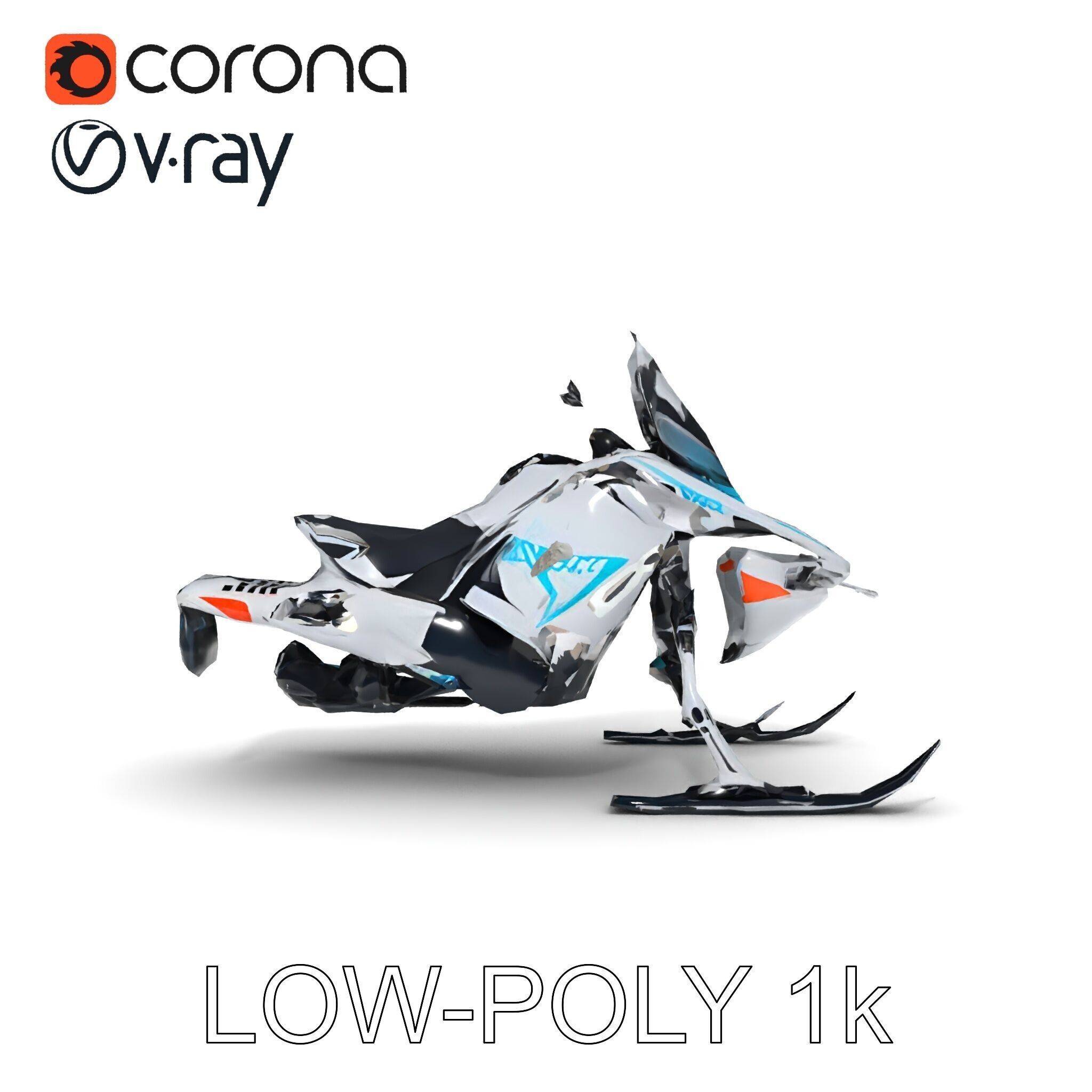 Arctic Snowmobile Model Pack with PBR Textures Low-poly 3D model_11